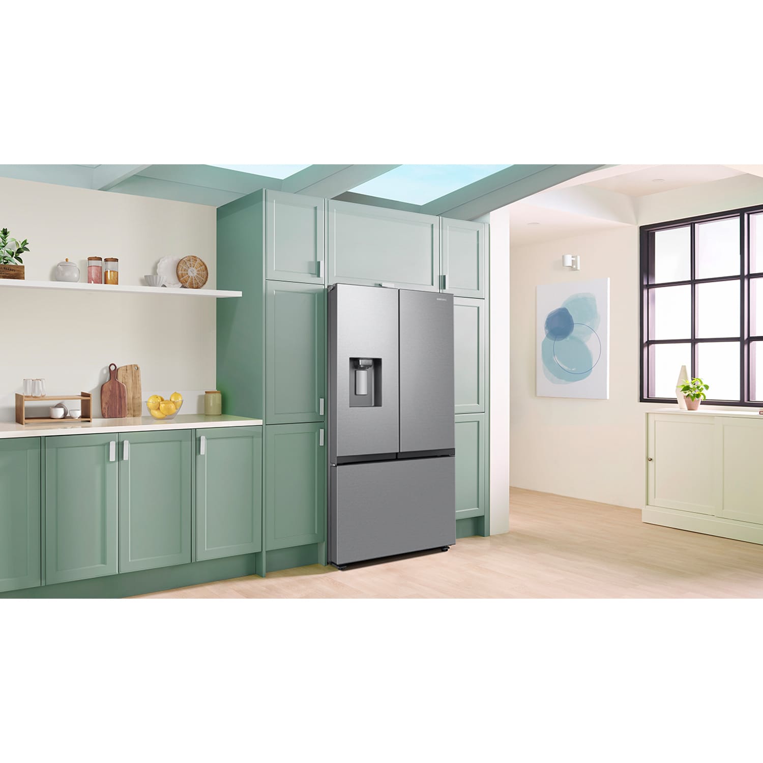 Samsung 36 in. 25.5 cu. ft. Smart Counter Depth French Door Refrigerator with Ice & Water Dispenser - Stainless Steel, , hires