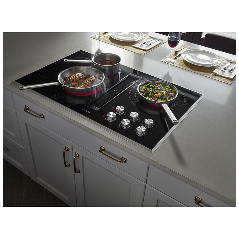 JennAir Euro-Style 36 in. 5-Burner Electric Cooktop with Downdraft & Power Burner - Stainless Steel, , hires