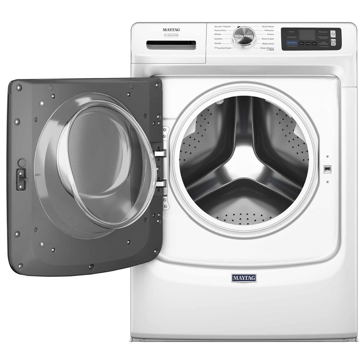 Maytag Pet Pro 27 in. 5.0 cu. ft. Smart Stackable Front Load Washer with Sanitize & Steam Cycle - White, White, hires