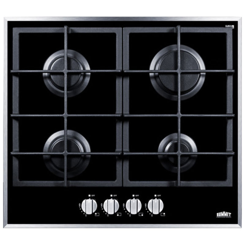 Summit 24 in. 4Burner Natural Gas Cooktop with Simmer Burner Black