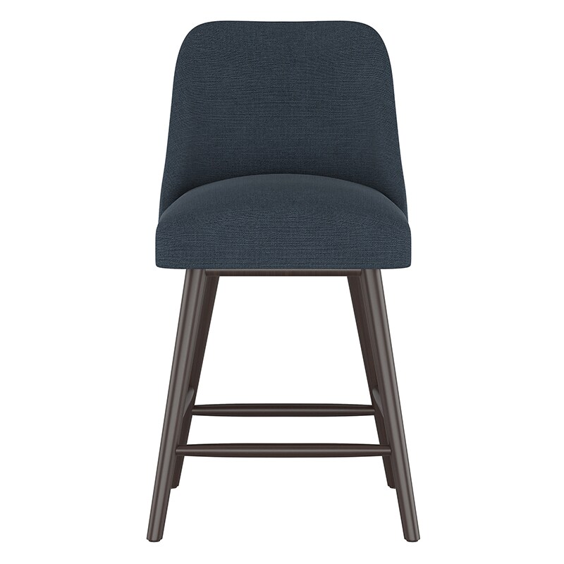 Skyline Furniture Modern Mid Century Counter Stool in Linen Fabric - Navy, Navy, hires