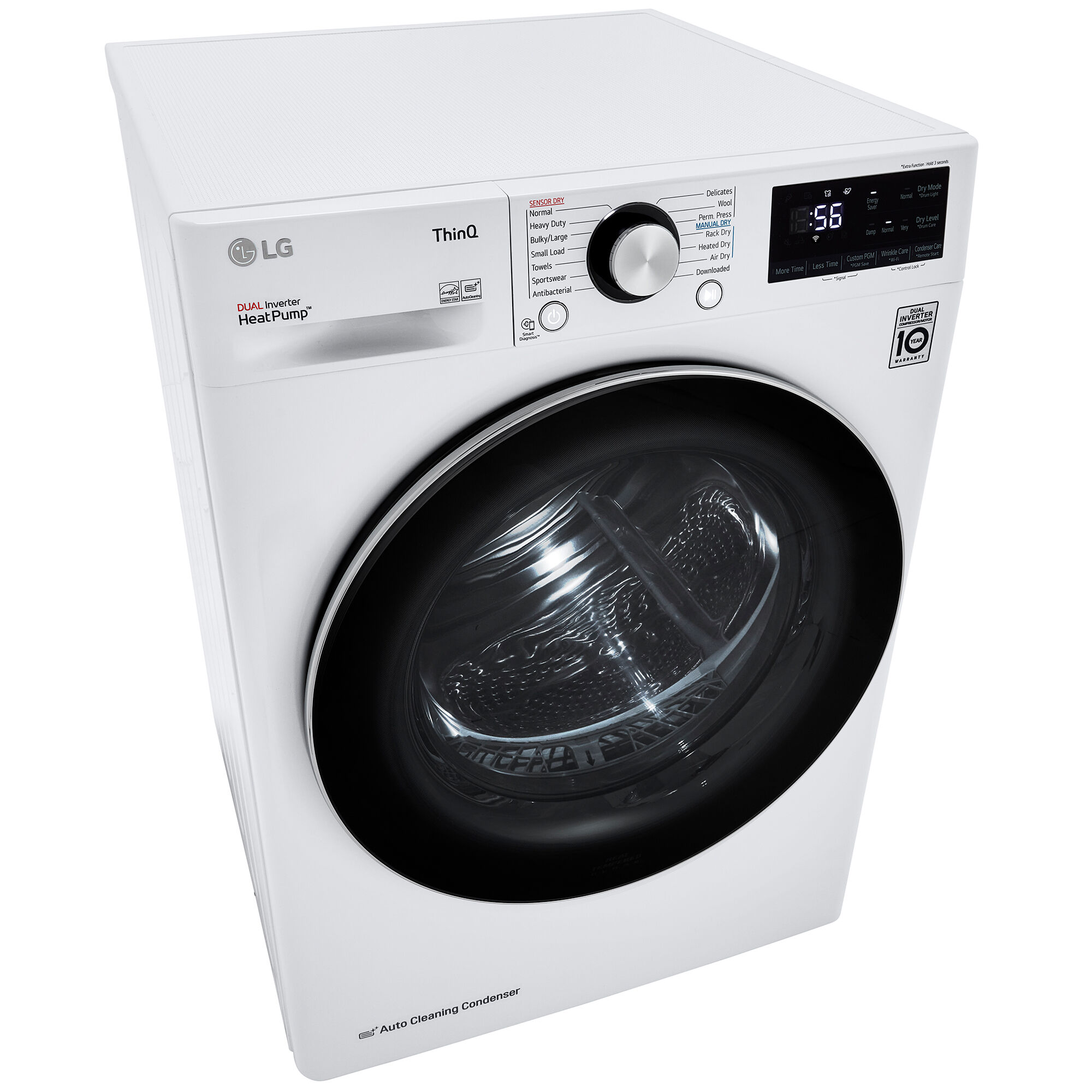 LG 24 in. 4.2 cu. ft. Smart Stackable Ventless Electric Dryer with Heat Pump, Sensor Dry & Sanitize Cycle - White, White, hires