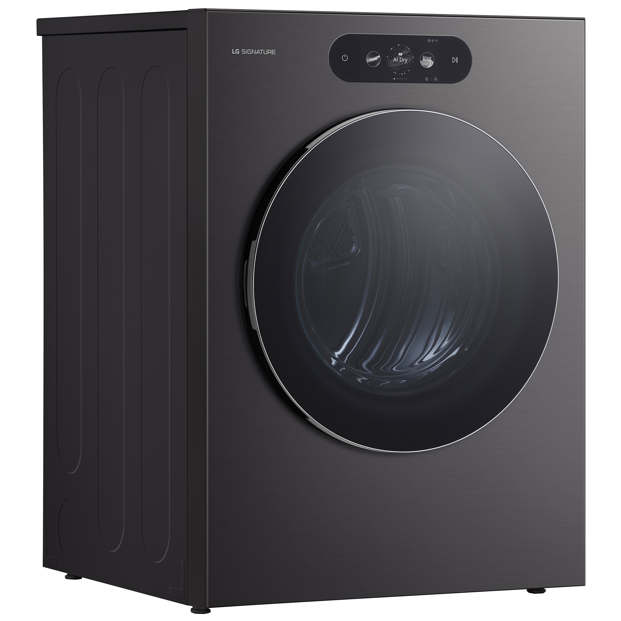 LG Signature 29 in. 9.0 cu. ft. Smart Stackable Electric Dryer with Built-In Intelligence, TurboSteam, AI Sensor Dry & Sanitize Cycle - Brushed Black Steel, , hires
