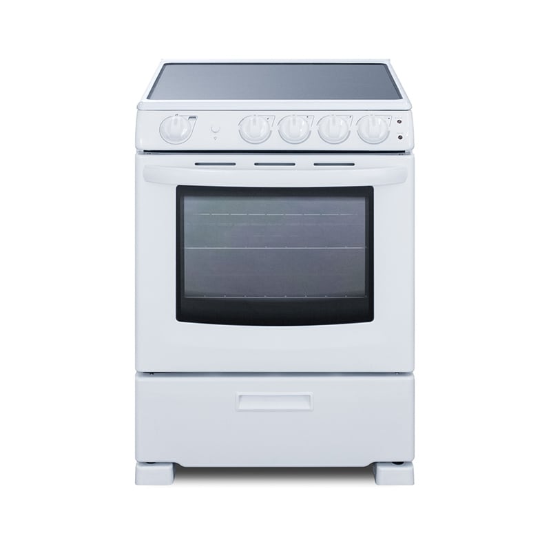 Summit White Pearl Series 24 in. 2.9 cu. ft. Slide-In Electric Range with Smoothtop Burners - White, , hires