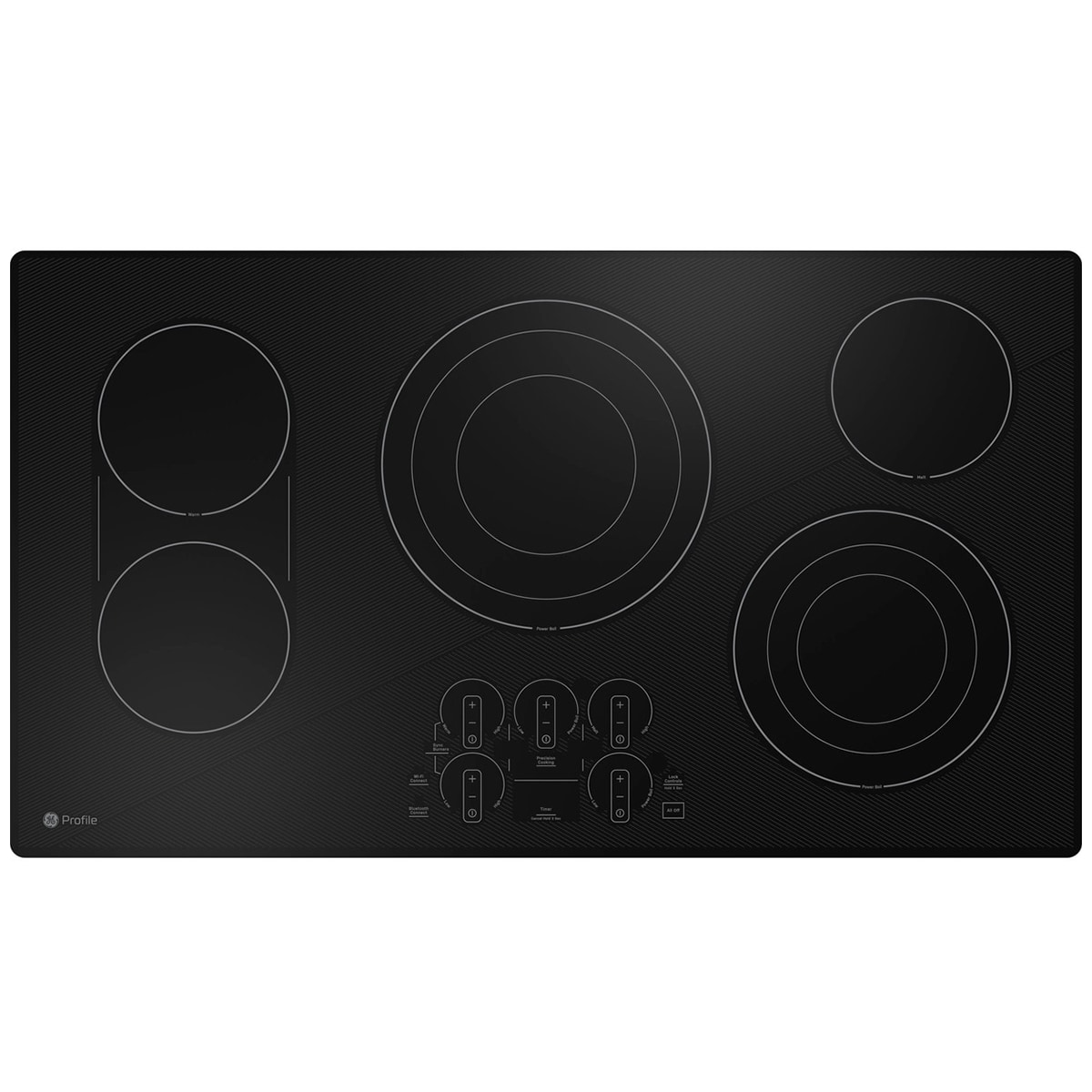 GE Profile 36 in. 5-Burner Smart Electric Cooktop with Simmer Burner & Power Burner - Black, , hires