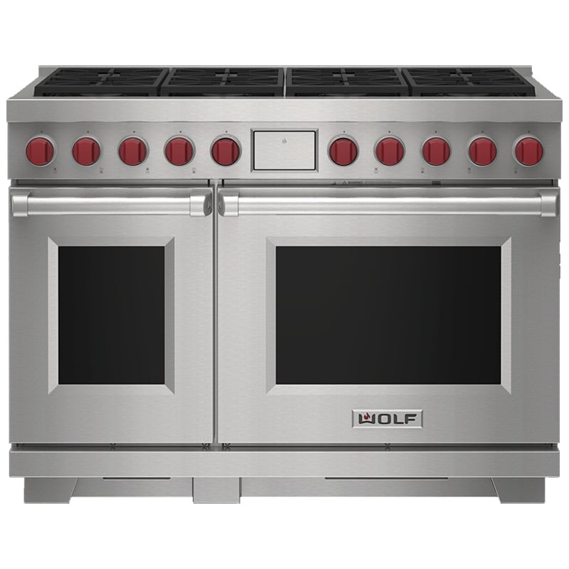 Wolf 48 in. 7.8 cu. ft. Smart Dual Convection Double Oven Dual Fuel Range with 8 Sealed Burners - Stainless Steel, , hires