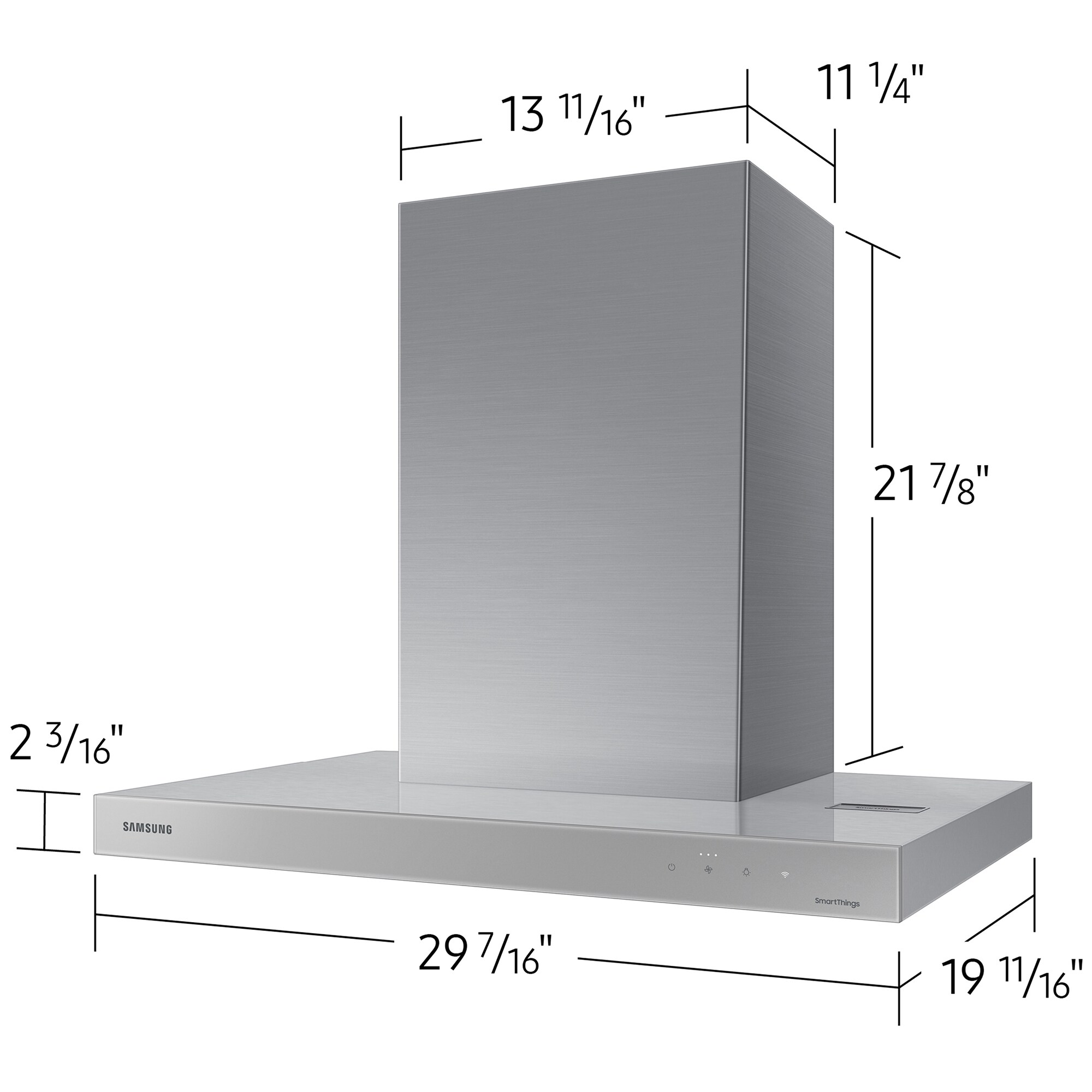 Samsung 30 in. Smart Convertible Chimney Style Range Hood with 630 CFM, 4 Fan Speeds & 1 LED Light - Gray, , hires