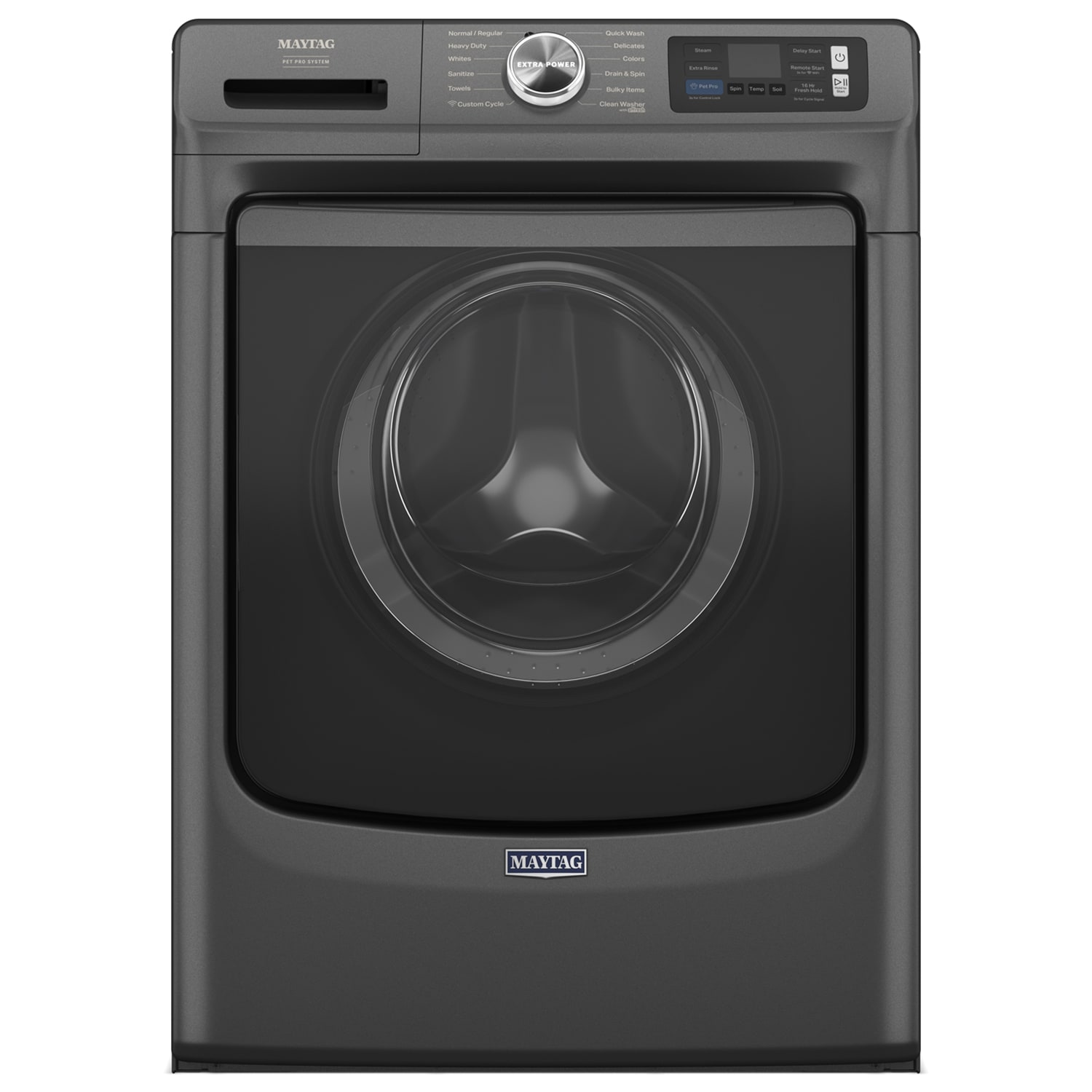 Maytag Pet Pro 27 in. 5.0 cu. ft. Smart Stackable Front Load Washer with Sanitize & Steam Cycle - Volcano Black, Volcano Black, hires