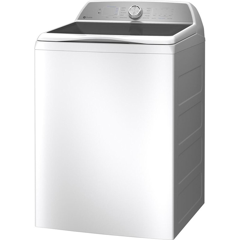 GE Profile 28 in. 4.9 cu. ft. Smart Top Load Washer with Agitator, Smarter Wash Technology, FlexDispense & Sanitize with Oxi - White, White, hires