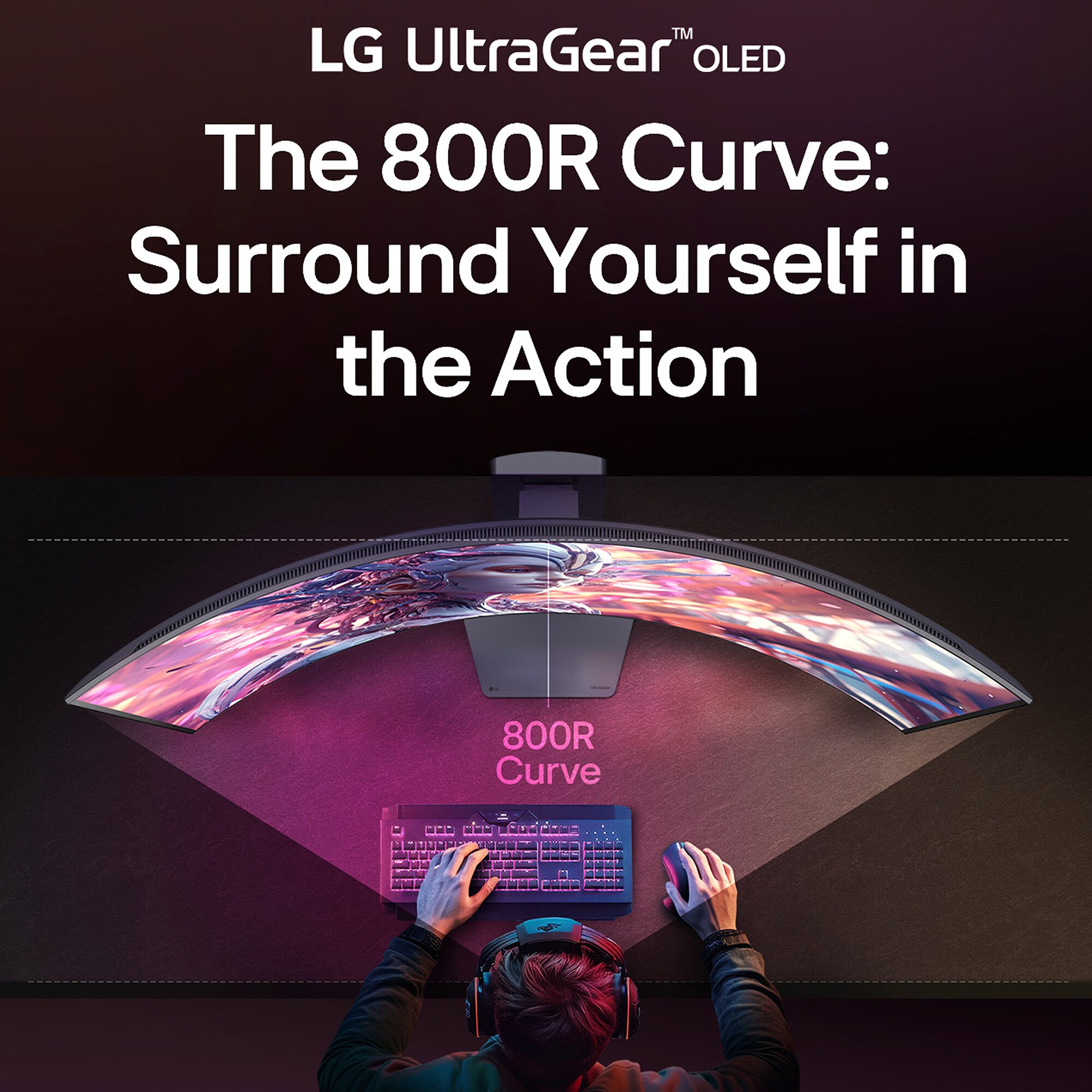 LG UltraGear 45 in. OLED Dual Mode (5K2K WUHD 165Hz, WFHD 330Hz) 0.03ms G-Sync/FreeSync Premium Pro Gaming Monitor - Black, , hires