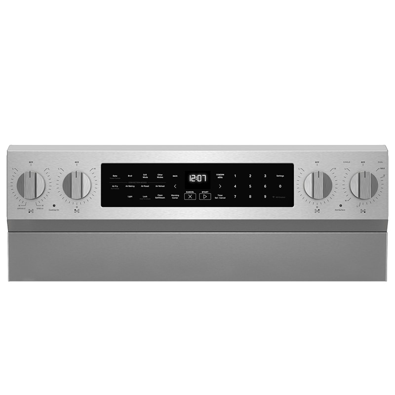 Maytag 30 in. 5.3 cu. ft. Smart Air Fry Standard Convection Electric Range with Radiant Burners, Grill & Griddle - Fingerprint Resistant Stainless, , hires