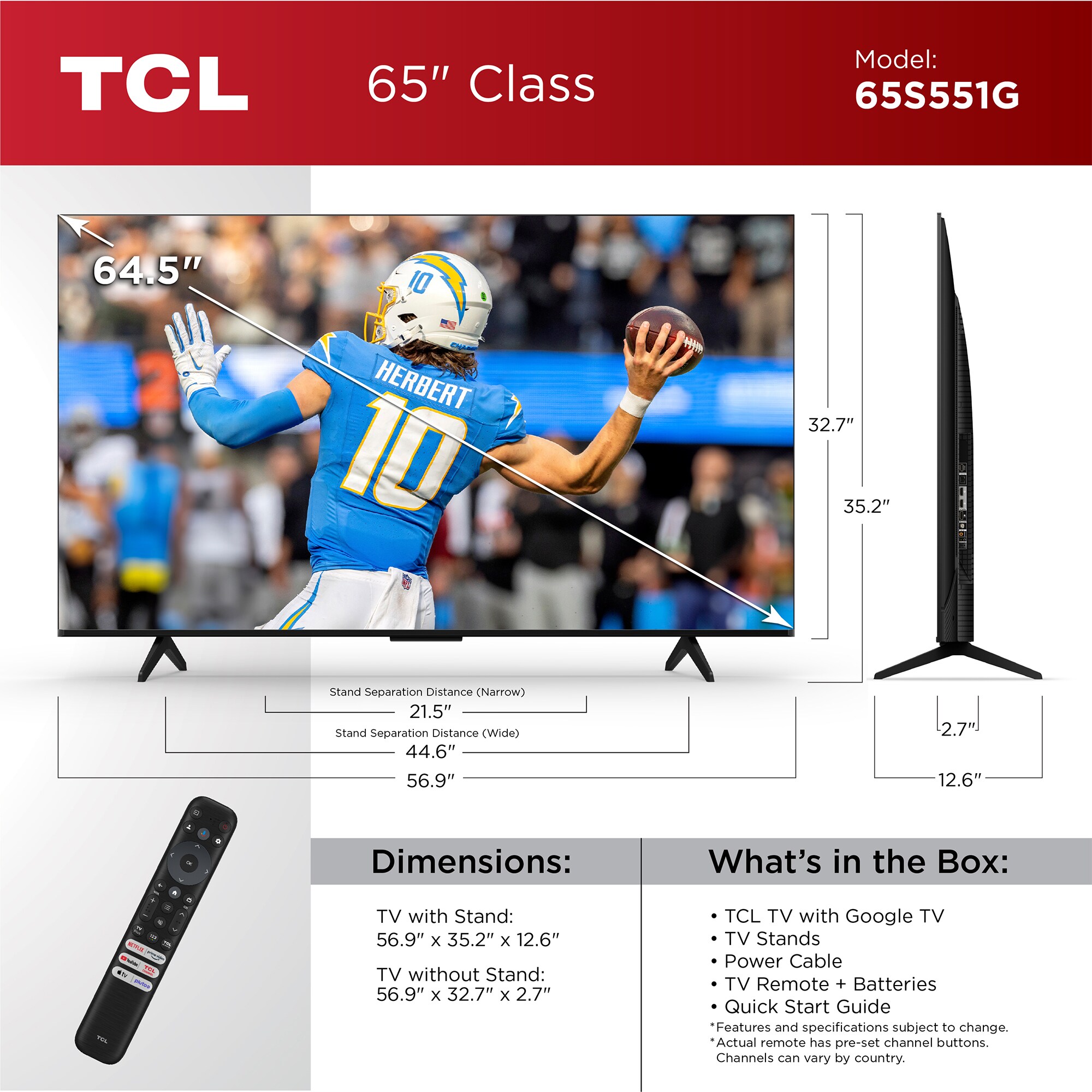 TCL - 65" Class S-Series LED 4K UHD Smart Google TV, , hires