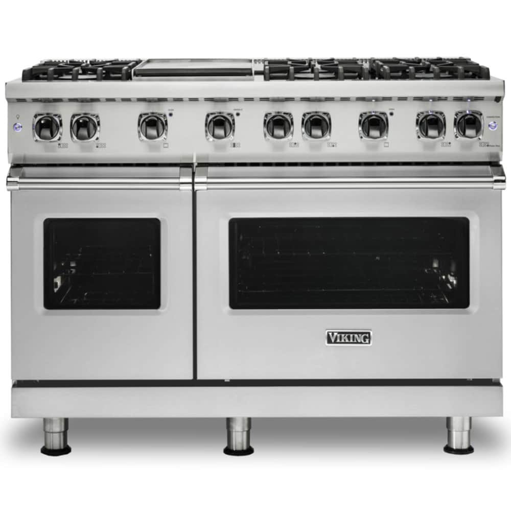 Viking 5 Series 48 in. 6.1 cu. ft. Standard Convection Double Oven Gas Range with 6 Sealed Burners & Griddle - Stainless Steel, , hires