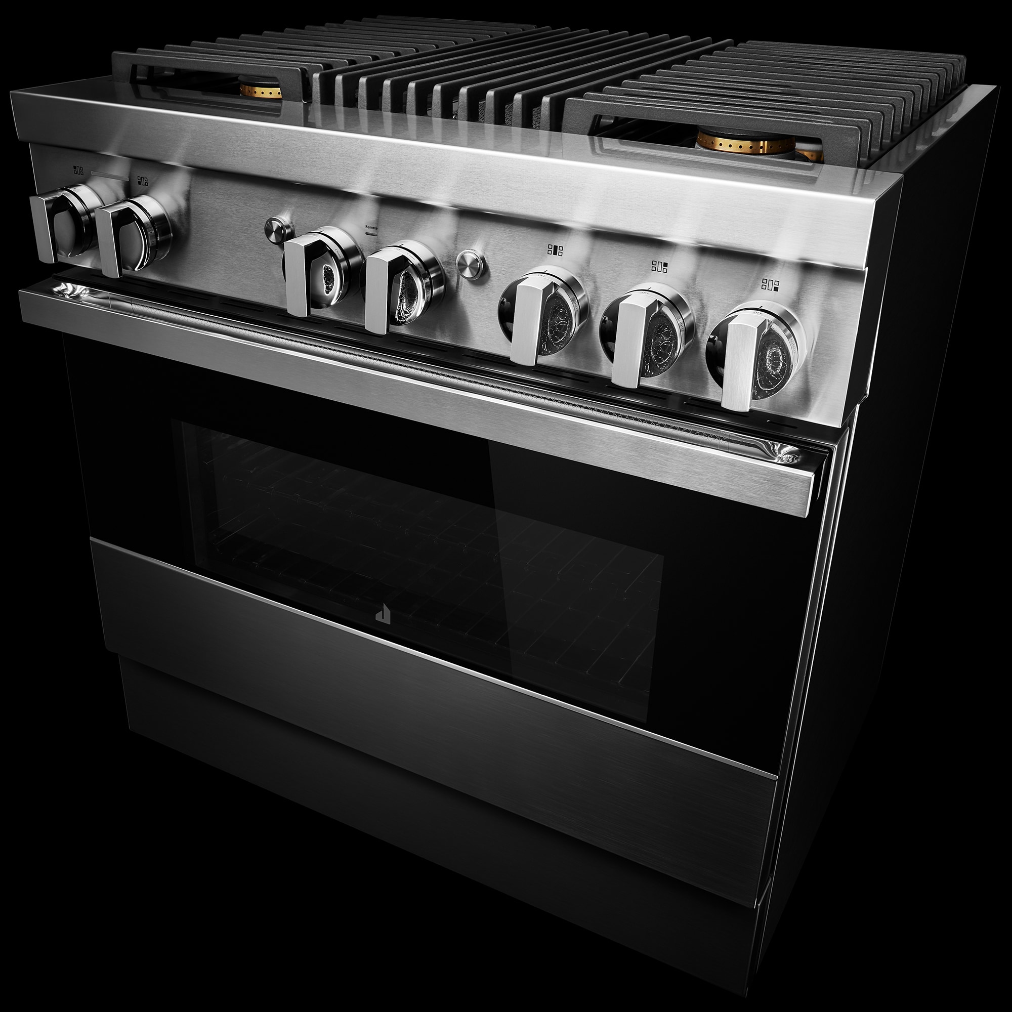 JennAir Noir Series 36 in. 5.1 cu. ft. Smart True European Convection Dual Fuel Range with 4 Sealed Burners & Grill - Stainless Steel, , hires