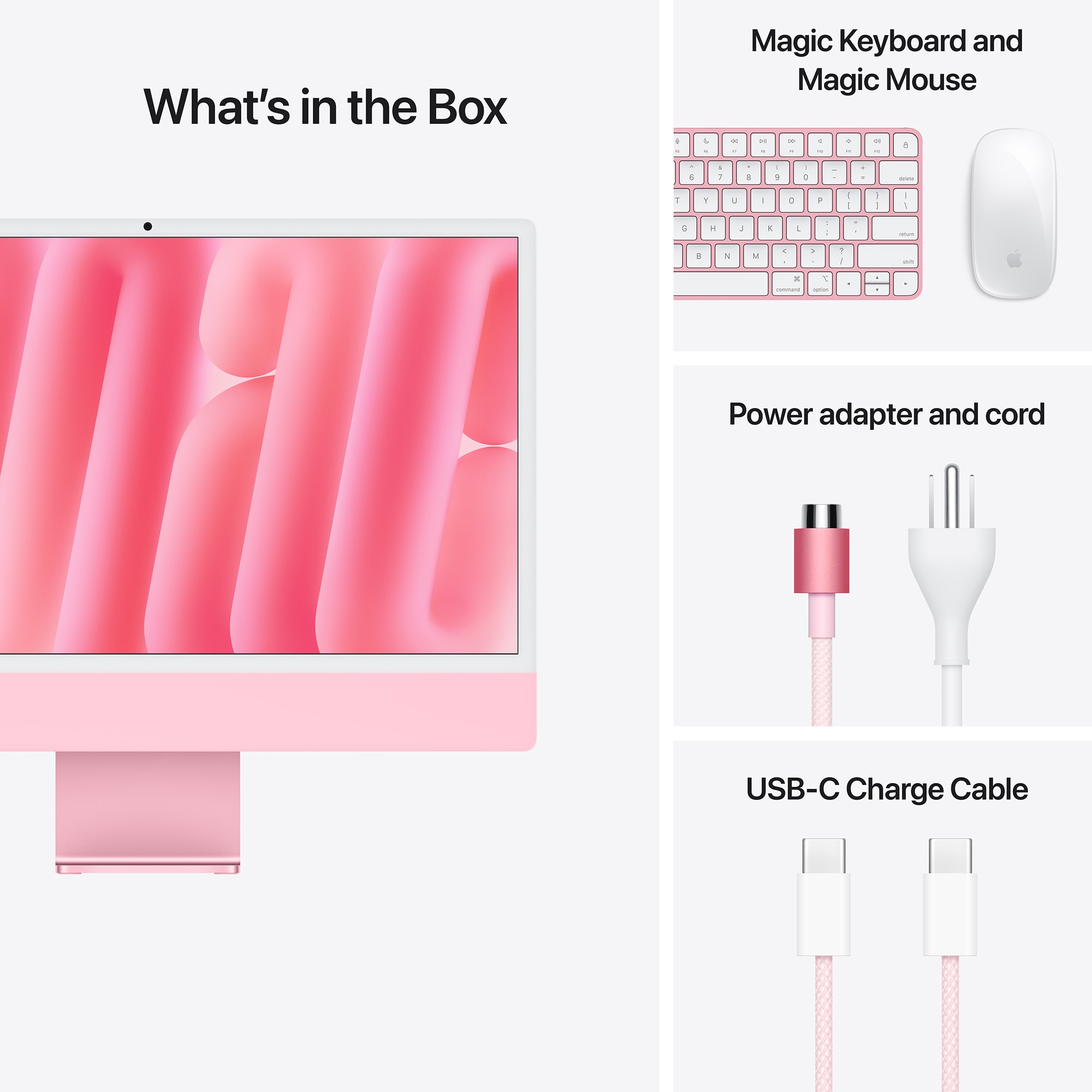 Apple iMac 24 in. (2024) with Apple M4 8-Core CPU, 8-Core GPU, 16 GB RAM, 256 GB SSD & Mac OS - Pink, Pink, hires