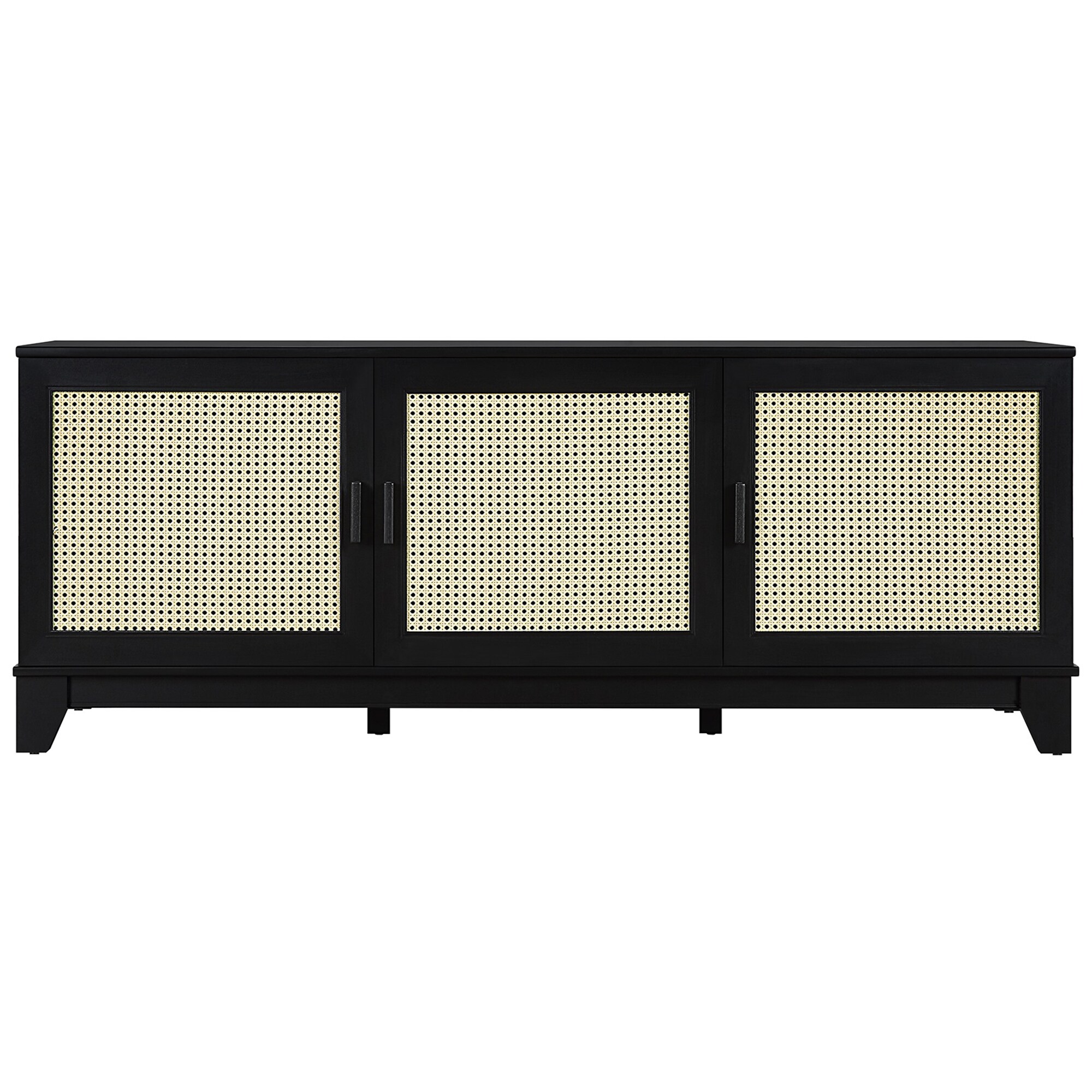 Manhattan Comfort Sheridan 62.99 inch Modern Cane TV Stand - Black, Black, hires