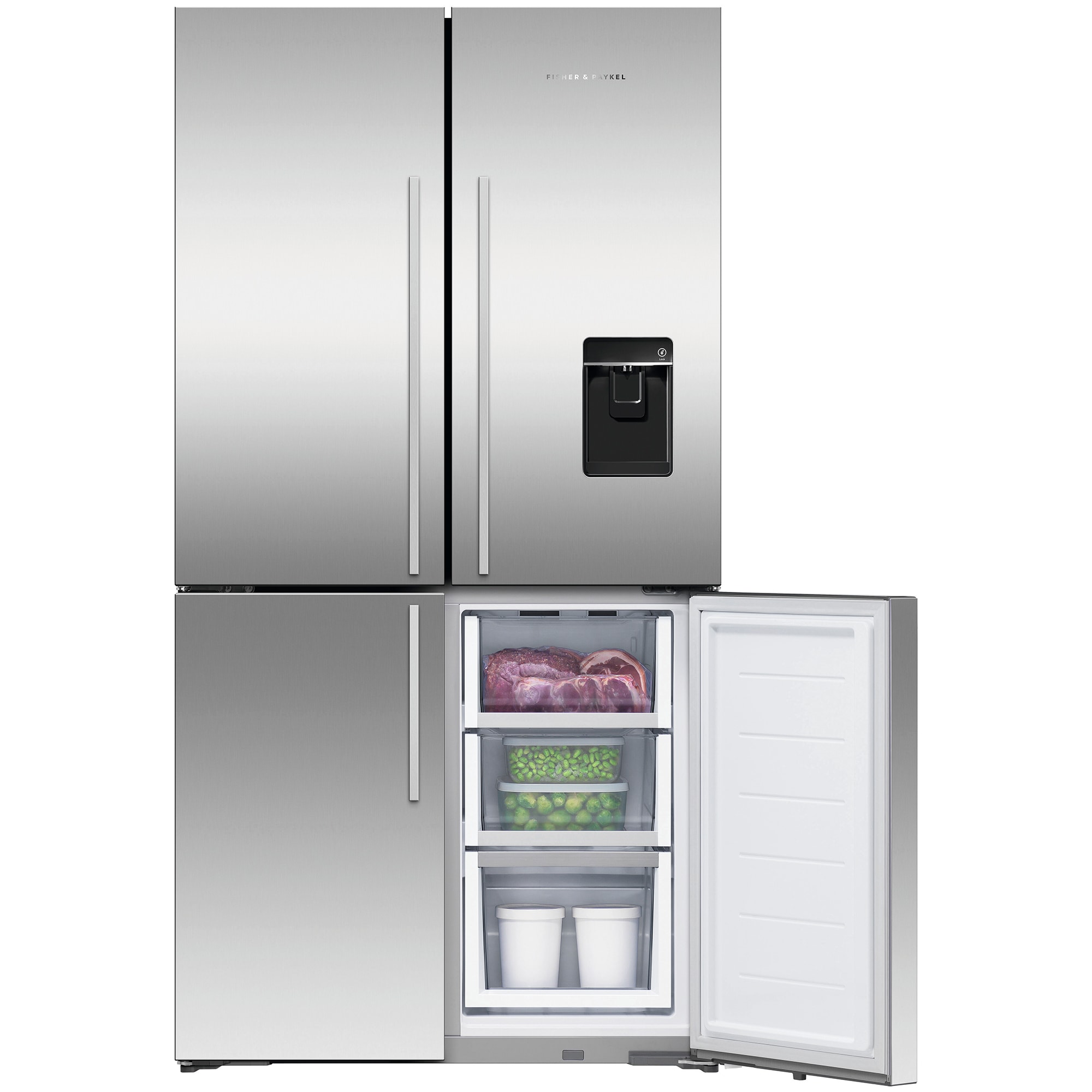 Fisher & Paykel Series 7 36 in. 19 cu. ft. Smart Counter Depth 4-Door French Door Refrigerator with Water Dispenser - Stainless Steel, , hires