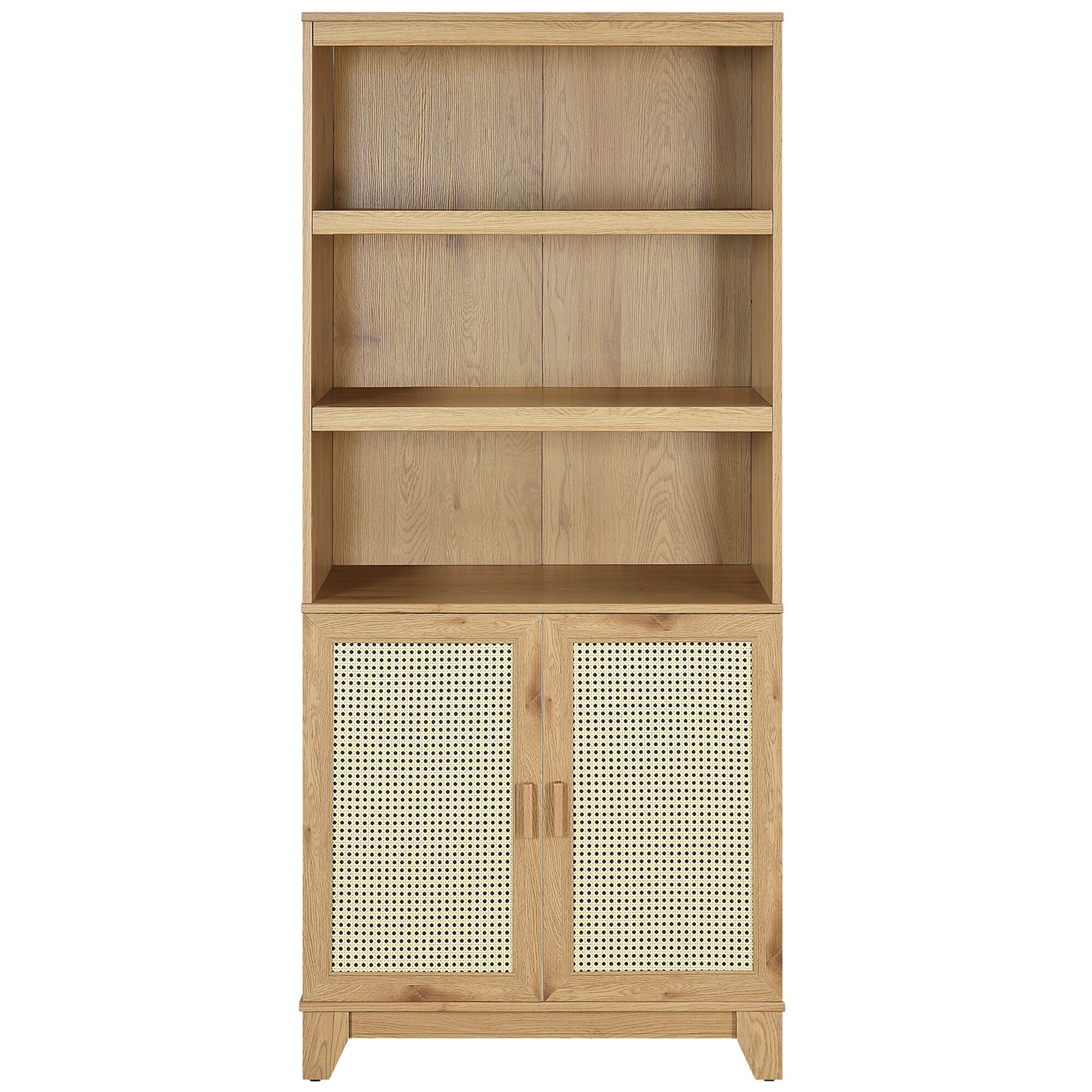 Manhattan Comfort Sheridan Modern Cane Bookcase with Adjustable Shelves - Nature, , hires