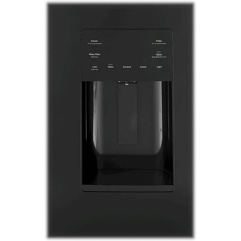 GE 36 in. 25.6 cu. ft. French Door Refrigerator with Ice & Water Dispenser - Black, Black, hires