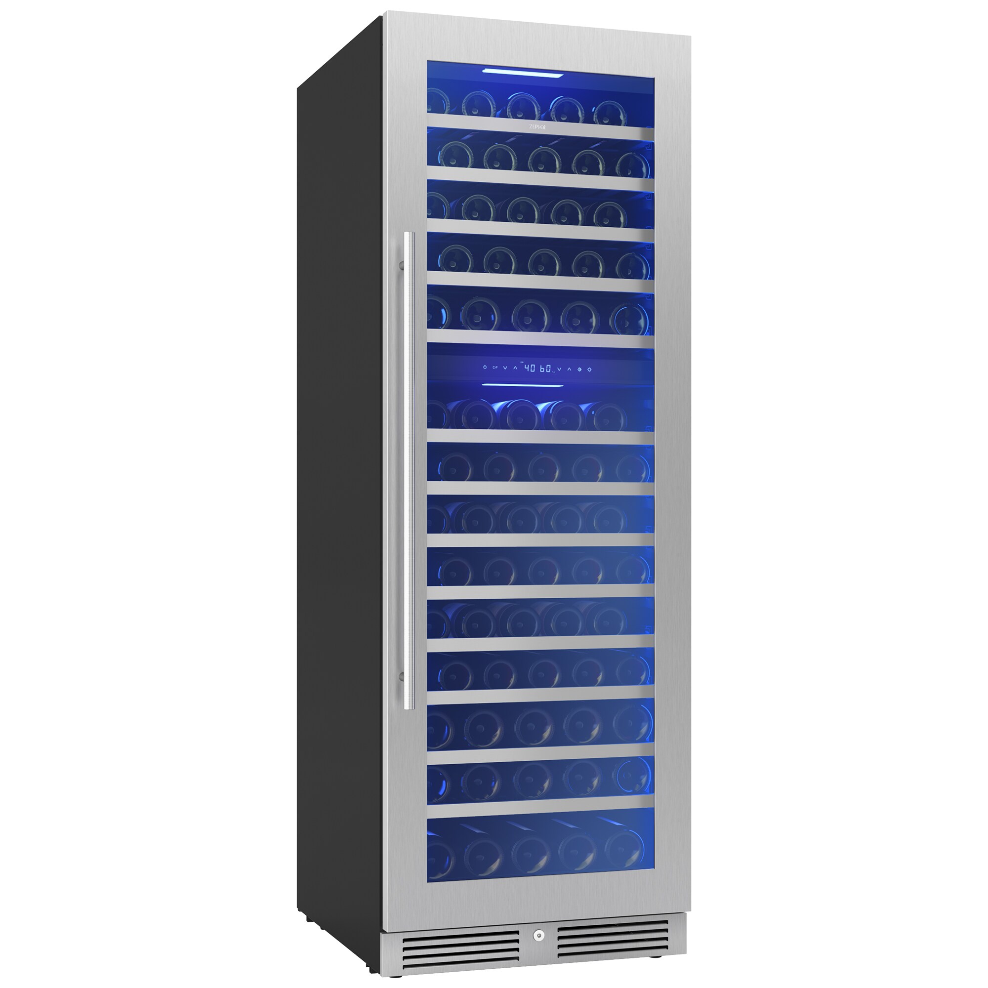 Zephyr Presrv Series 24 in. Wine Cooler with Wood Racks, Dual Temperature Zones & 132 Bottle Capacity - Stainless Steel, , hires
