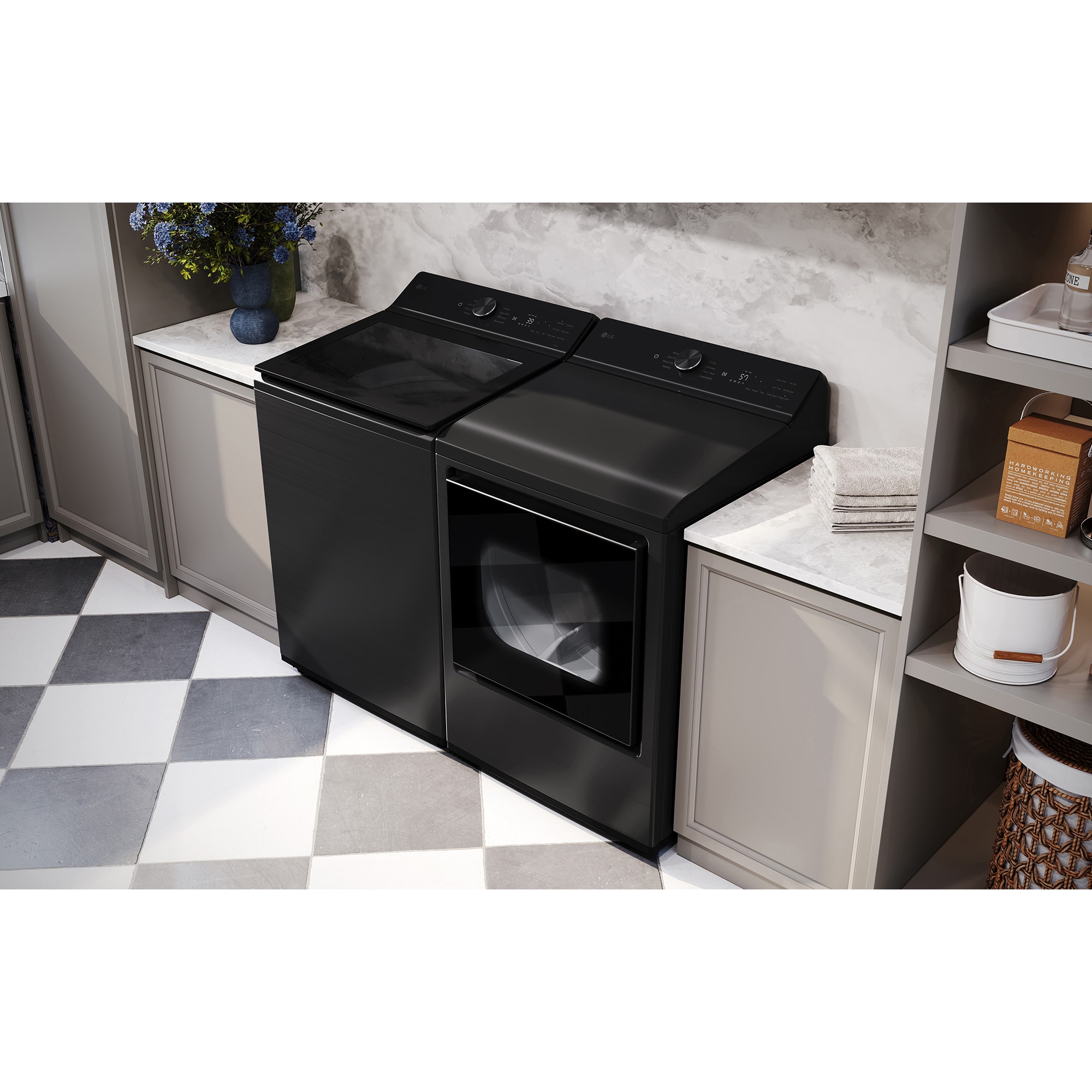 LG 27 in. 7.3 cu. ft. Smart Electric Dryer with AI Sensor Dry - Platinum Black, Platinum Black, hires