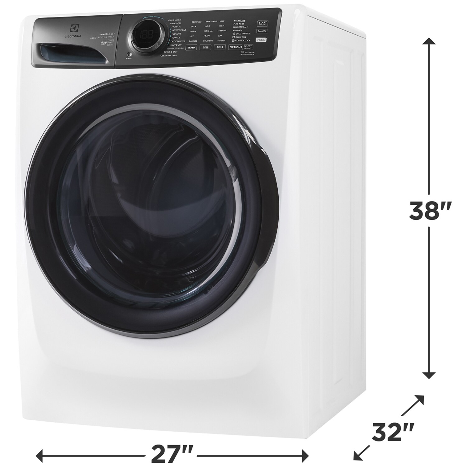 Electrolux 27 in. 4.5 cu. ft. Stackable Front Load Washer with LuxCare Plus Wash, SmartBoost Sanitize & Perfect Steam Cycle - White, White, hires