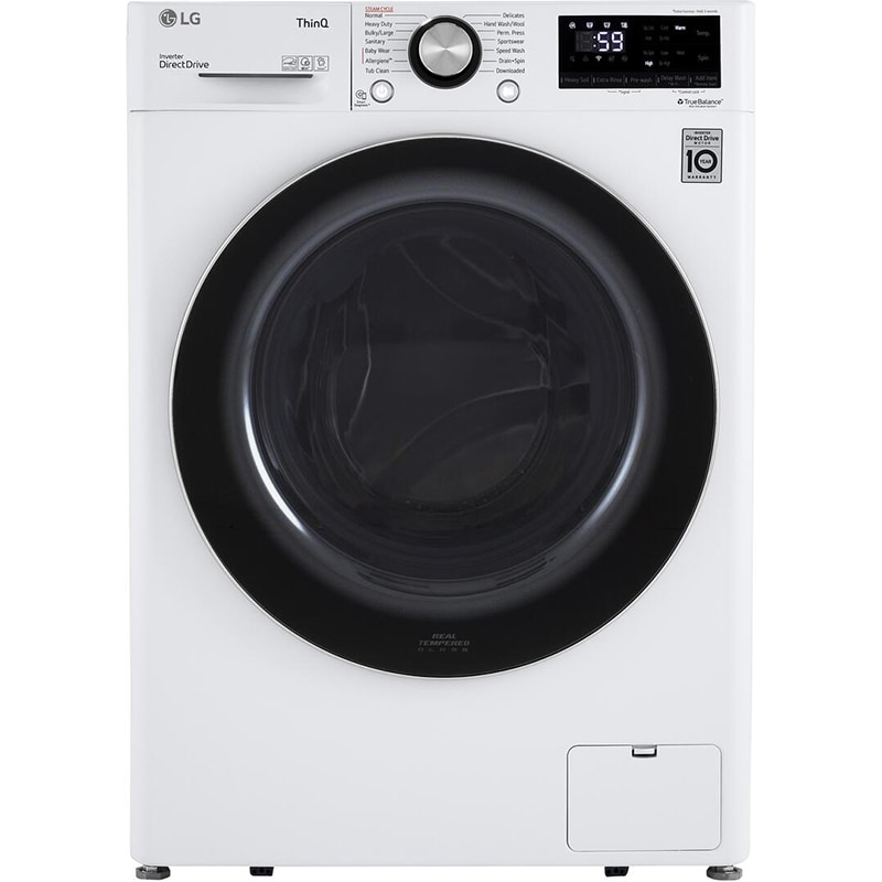 LG 24 in. 2.4 cu. ft. Smart Stackable Front Load Washer with Sanitize & Steam Wash Cycle - White, White, hires