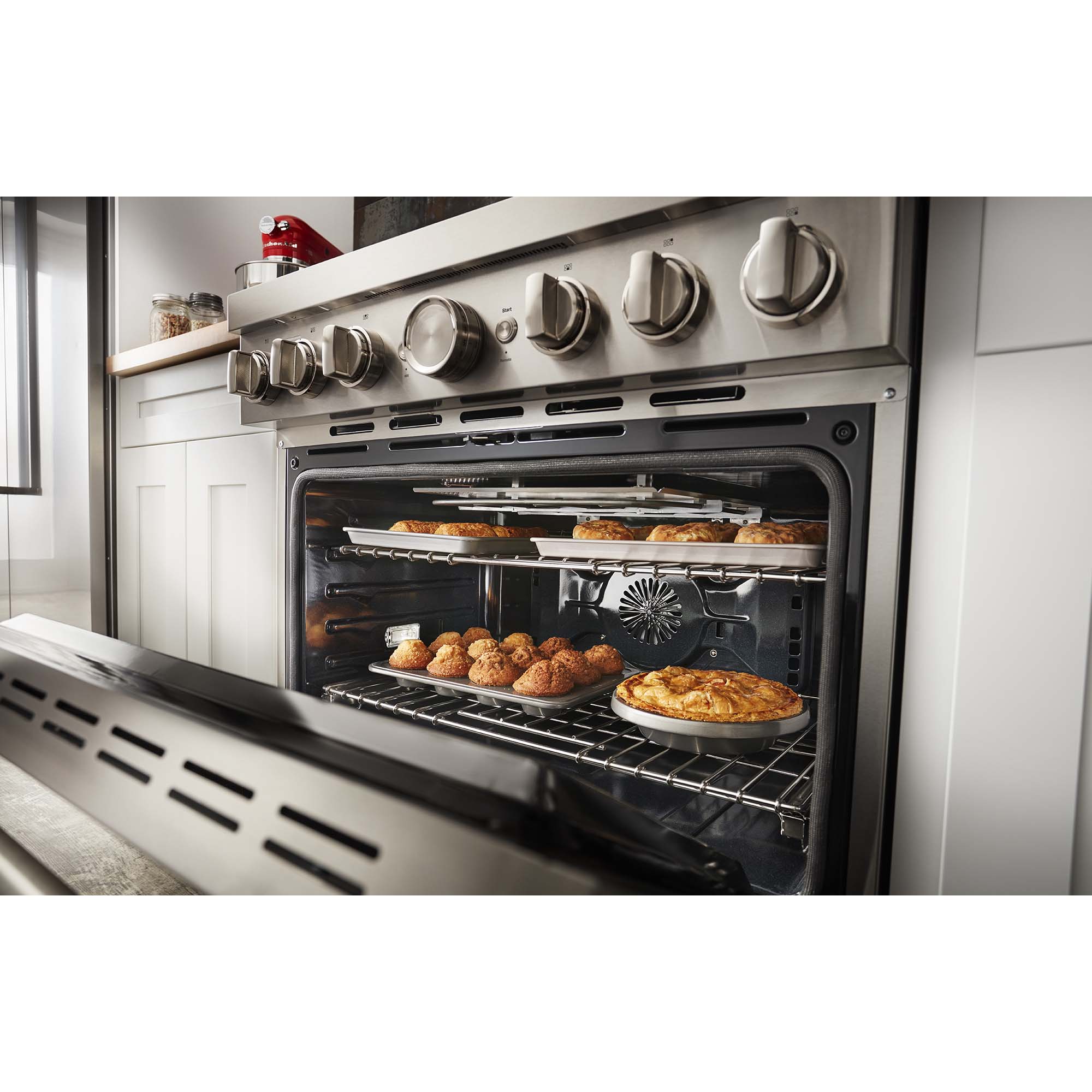 KitchenAid 36 in. 5.1 cu. ft. Smart True European Convection Dual Fuel Range with 6 Sealed Burners - Stainless Steel, , hires