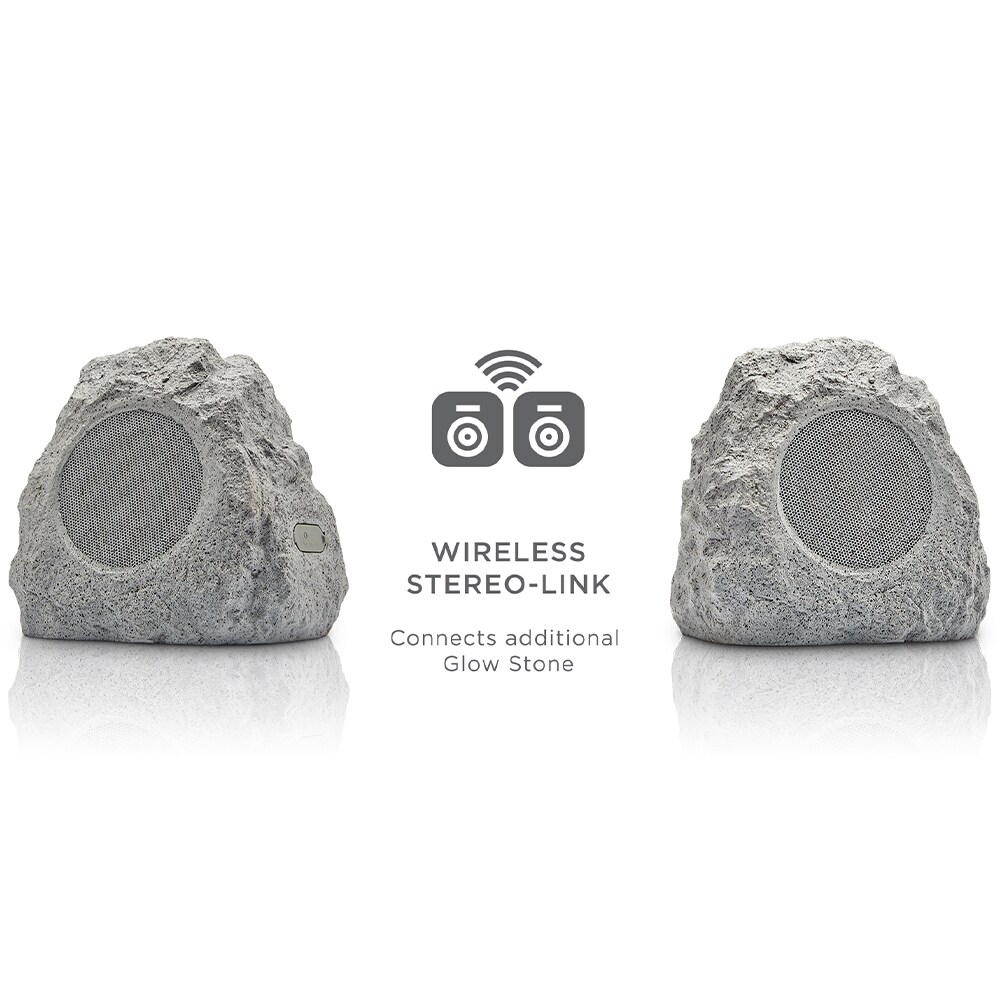 ION Glow Stone Rechargeable Wireless Outdoor LED Rock Speakers - Pair, , hires