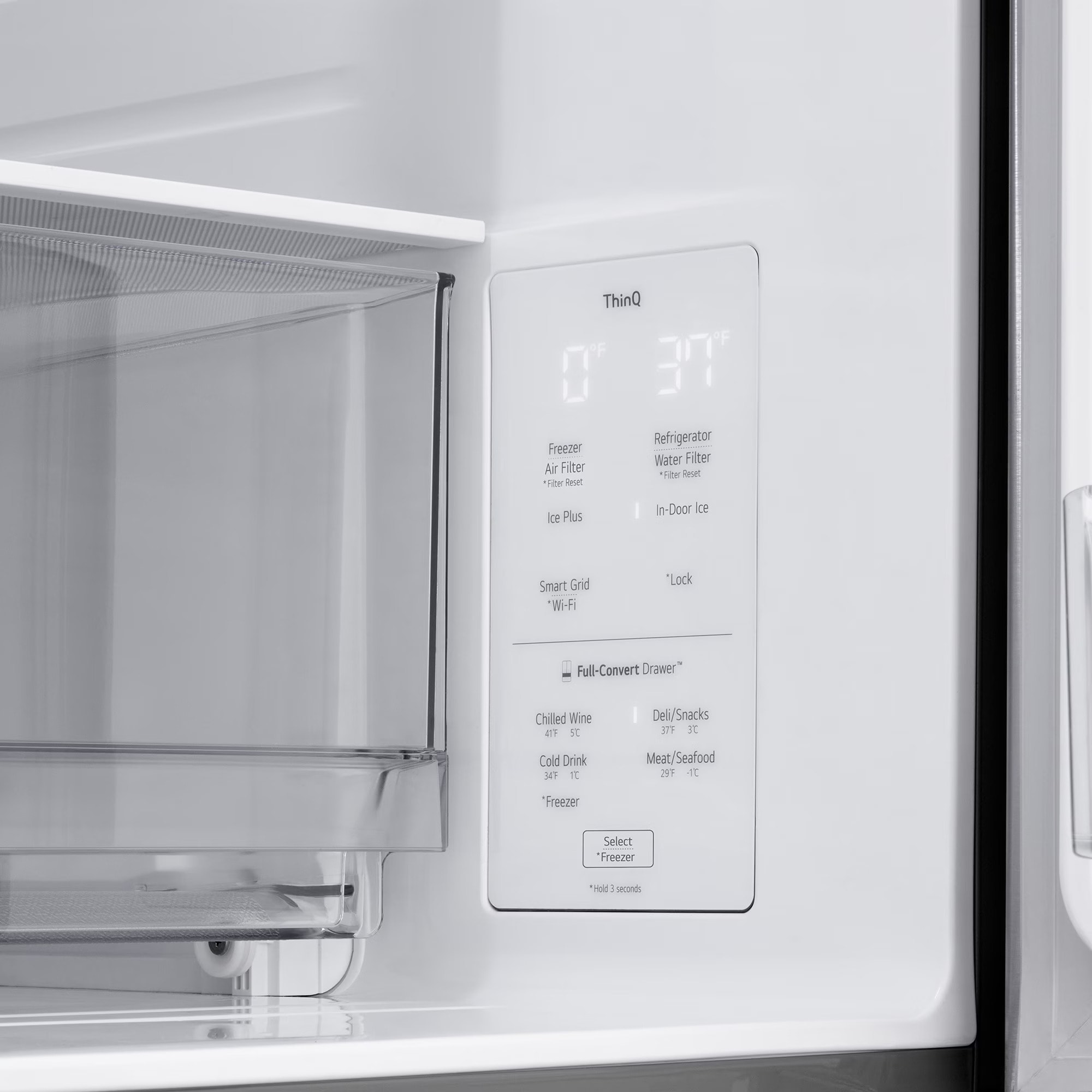LG 36 in. 28.6 cu. ft. Smart 4-Door French Door Refrigerator with MyColor InstaView, Ice & Water Dispenser - PrintProof Stainless Steel, , hires