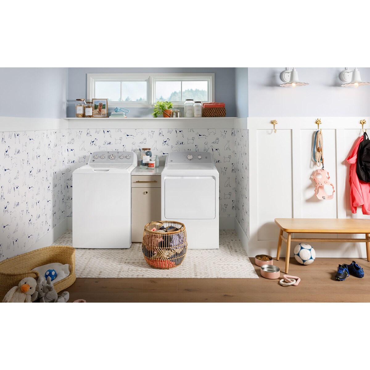 GE 27 in. 6.2 cu. ft. Gas Dryer with Up To 120 ft. Venting & Shallow Depth - White, , hires