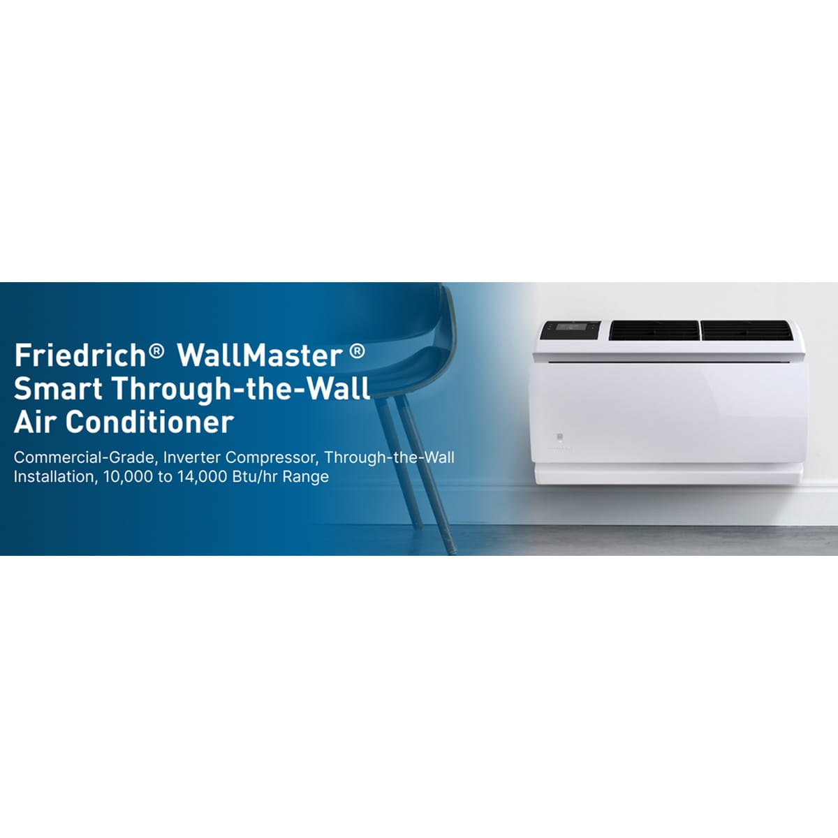 Friedrich WallMaster Inverter Series 16,800 BTU 230V Smart Through-the-Wall Air Conditioner, 3 Fan Speeds, Remote Control - Cool Grey, , hires