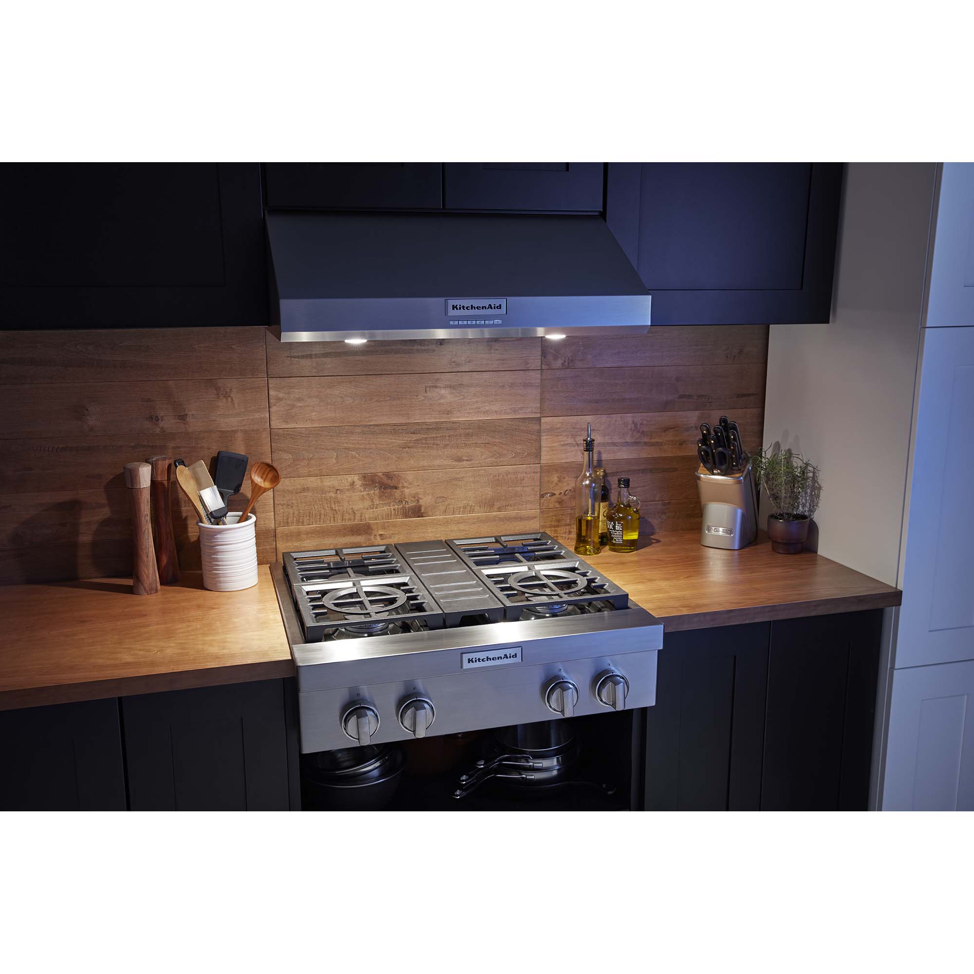 KitchenAid 30 in. 4-Burner Natural Gas Rangetop with Simmer Burner & Power Burner - Stainless Steel, , hires