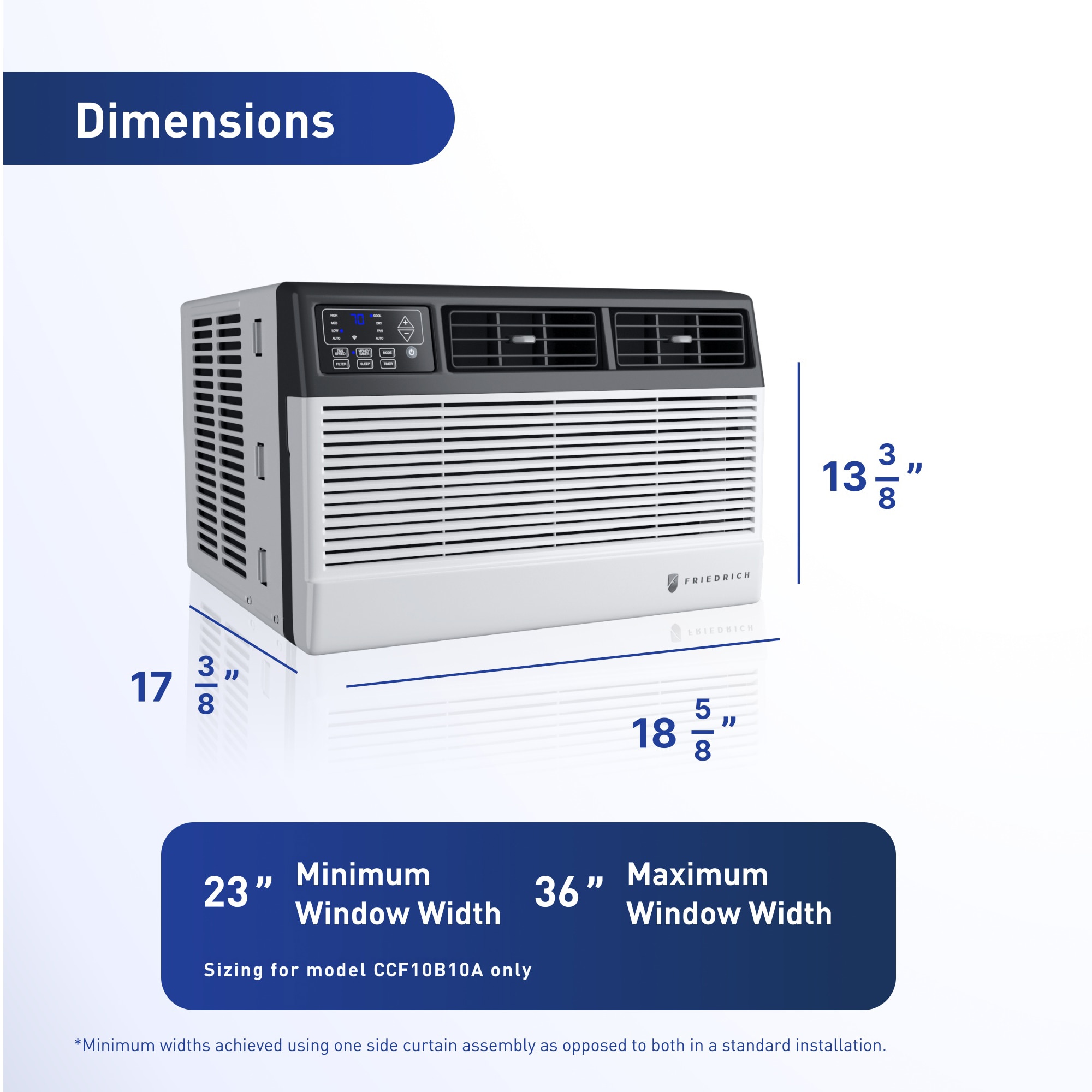 Friedrich Chill Premier Series 5,000 BTU 115V Smart Window Air Conditioner with 3 Fan Speeds, Remote Control - White, , hires