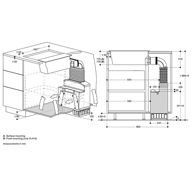 Gaggenau 200 Series 6 in. Convertible Downdraft with 3 Fan Speeds - Black, , hires