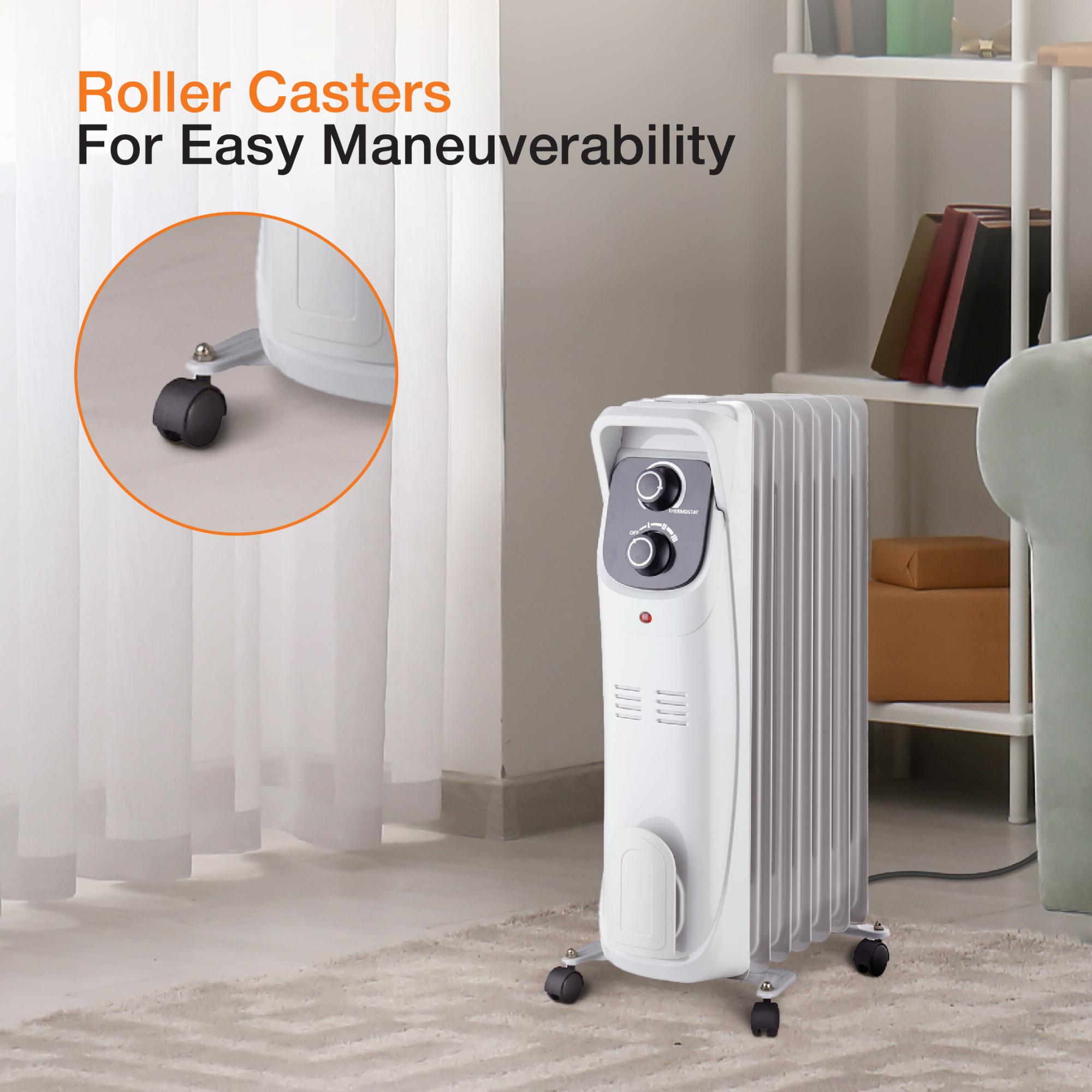 Lifesmart 1500W Radiator Space Heater with 3 Heat Settings & Overheat Safety Shut-Off - White, , hires