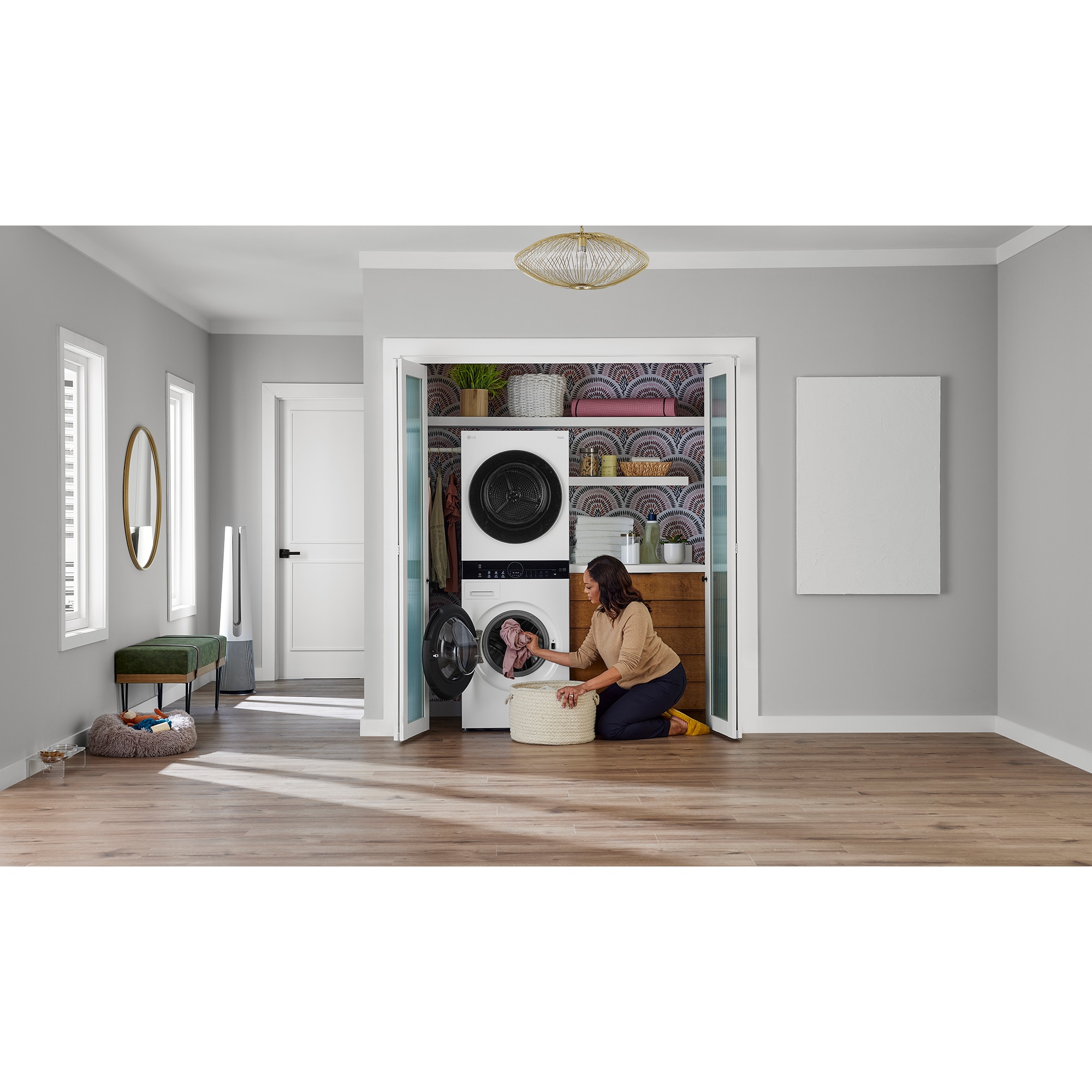 LG 24 in. 2.8 cu. ft. Smart Electric Front Load Ventless WashTower with Heat Pump, Center Control, Sensor Dry, Sanitize & Steam Cycle - White, , hires