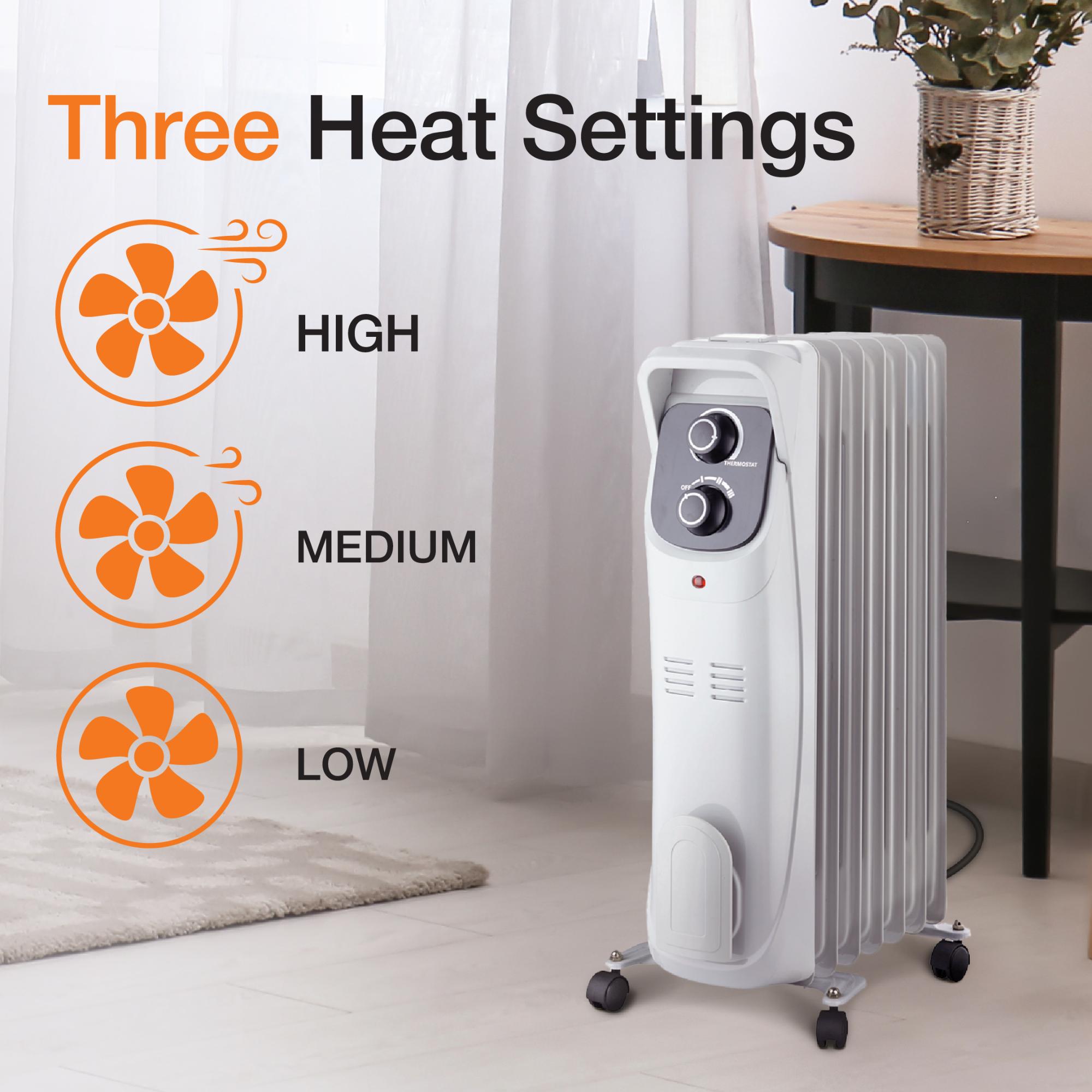 Lifesmart 1500W Radiator Space Heater with 3 Heat Settings & Overheat Safety Shut-Off - White, , hires