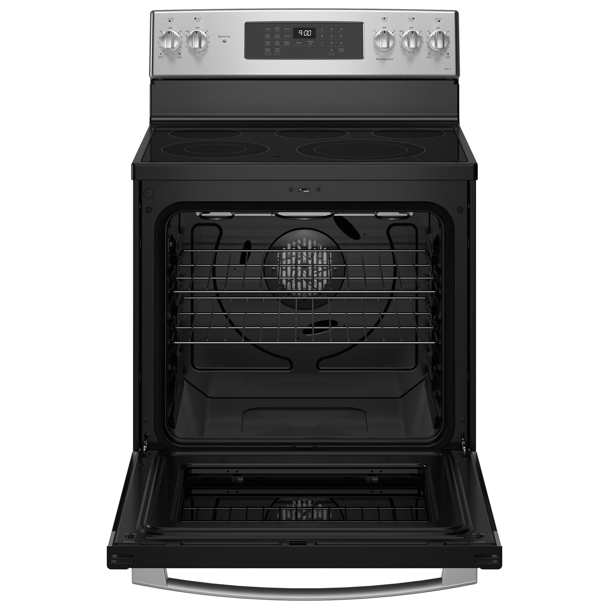 GE Profile 30 in. 6.2 cu. ft. Smart Air Fry True European Convection Electric Range with Radiant Burners - Fingerprint Resistant Stainless, , hires