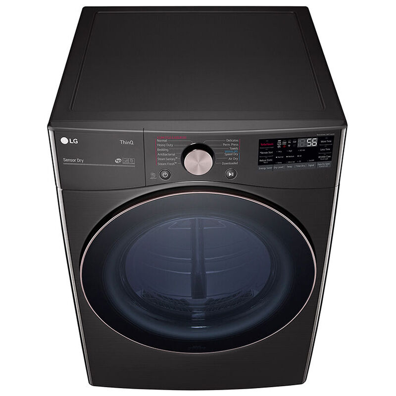 LG 27 in. 7.4 cu. ft. Electric Dryer with 12 Dryer Programs, 12 Dry Options, Sanitize Cycle, Wrinkle Care & Sensor Dry - Black Steel, Black Steel, hires