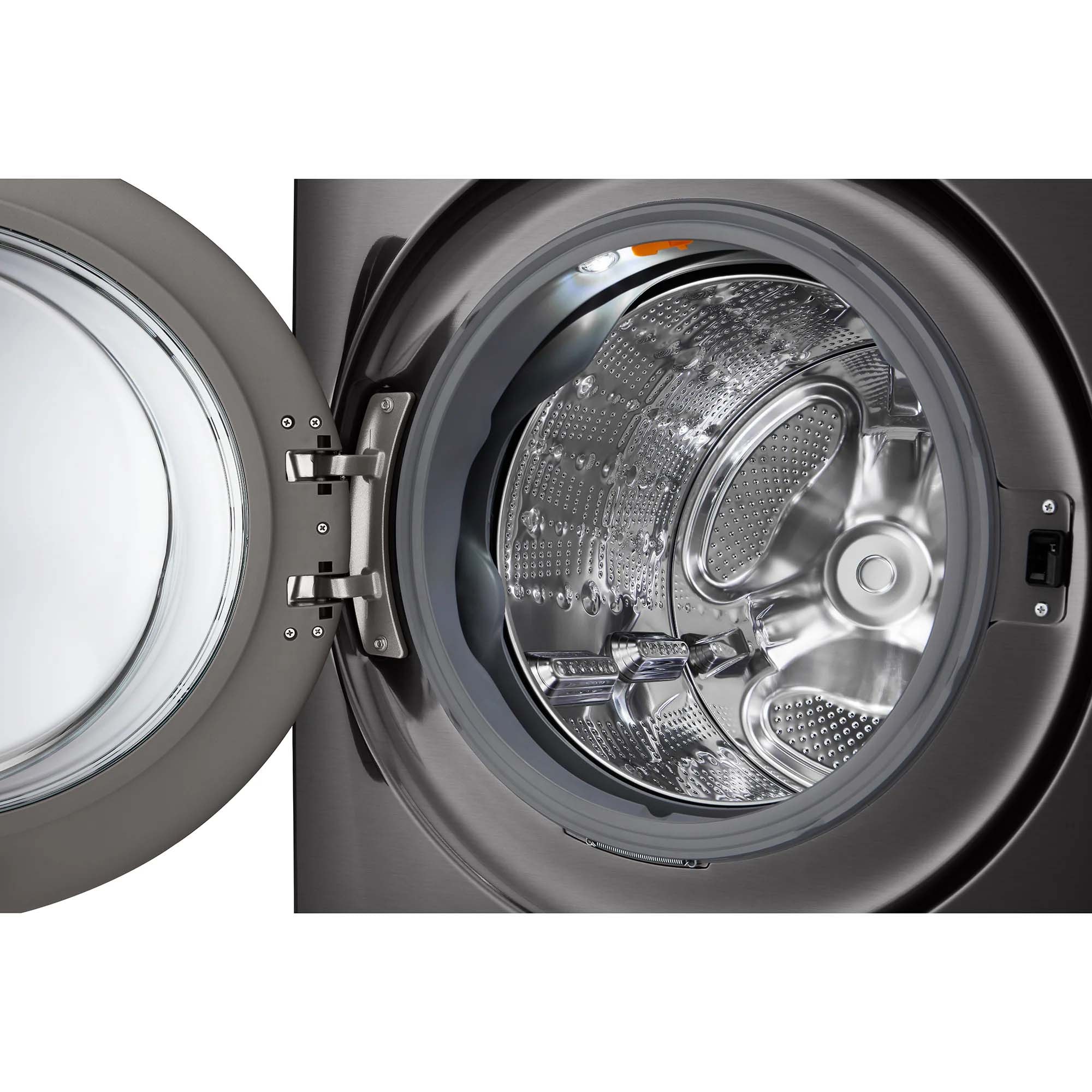 LG 27 in. 5.0 cu. ft. Smart Stackable Front Load Washer with AI DD Built-In Intelligence, TurboWash 360 Technology, Allergiene, Sanitize & Steam Wash Cycle - Black, Black Steel, hires