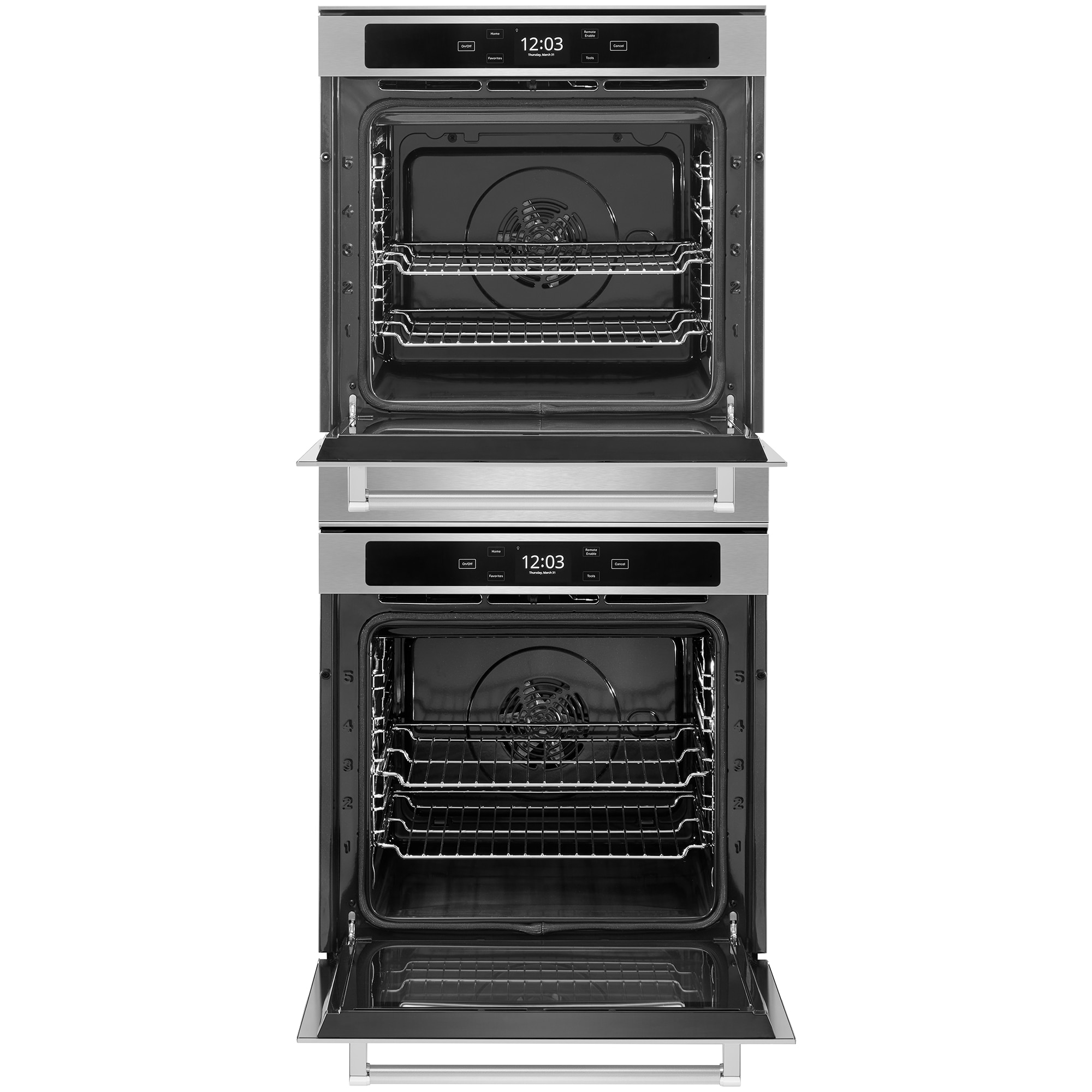 KitchenAid 24 in. 5.2 cu. ft. Smart Top Control Electric Double Wall Oven with True European Convection - Fingerprint Resistant Stainless Steel, , hires