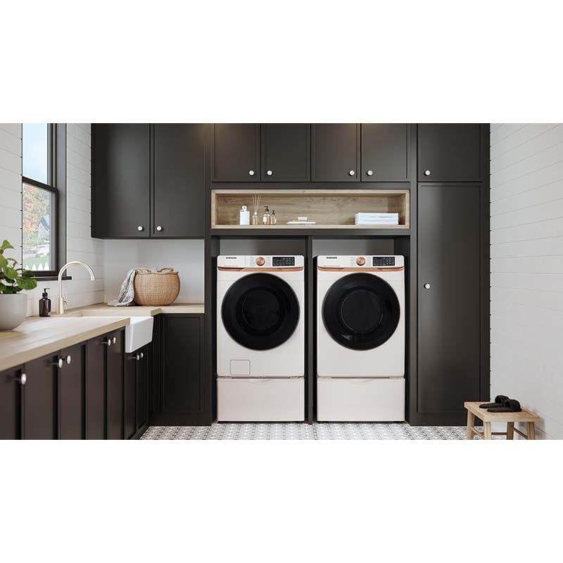 Samsung 27 in. 5.0 cu. ft. Smart Front Loading Washer with 23 Wash Programs, 9 Wash Options & Sanitize Cycle - Ivory, Ivory, hires