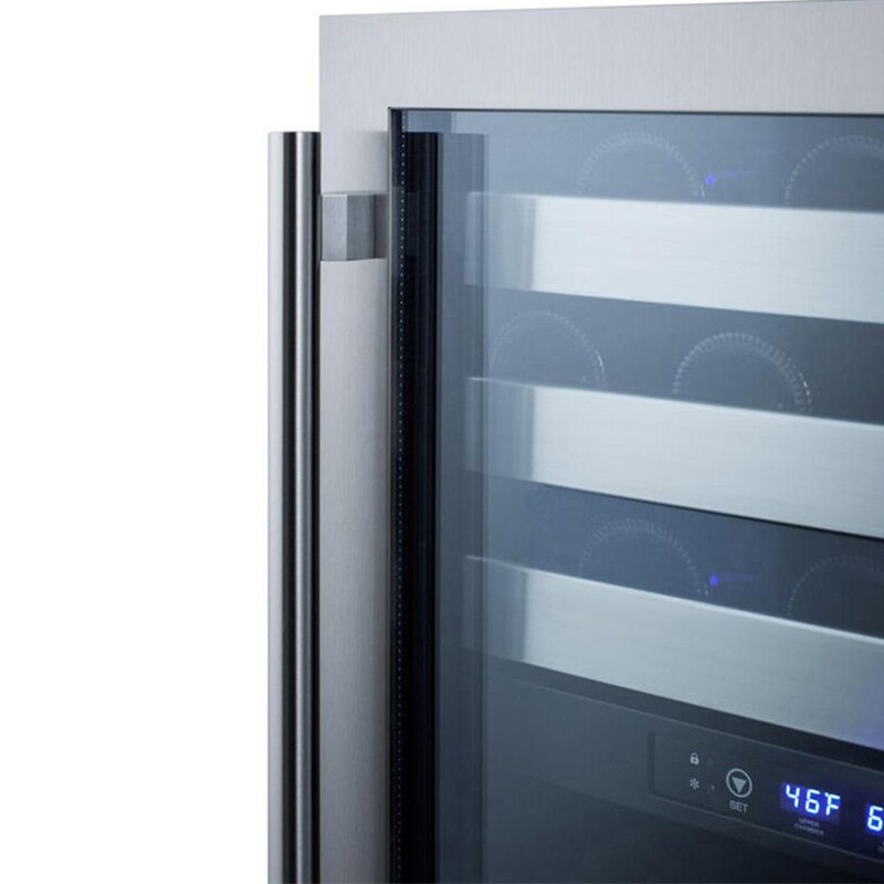 Summit 24 in. Undercounter Wine Cooler with Wire Racks, Dual Temperature Zones & 46 Bottle Capacity - Stainless Steel, , hires