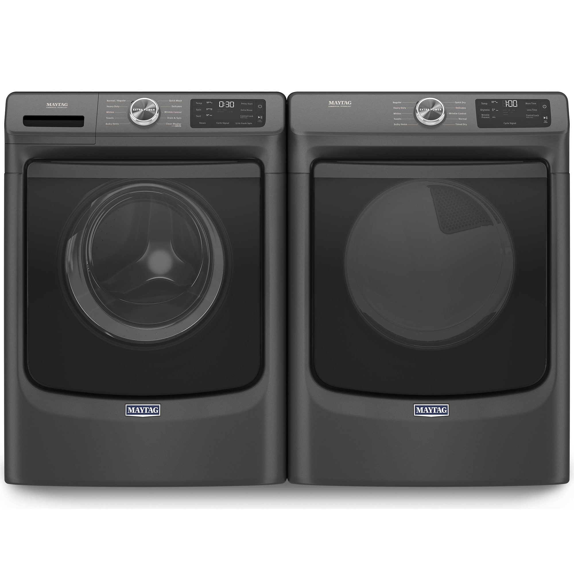 Maytag 27 in. 4.5 cu. ft. Front Loading Washer with 10 Wash Programs, 9 Wash Options, Sanitize Cycle & Steam Wash Cycle - Volcano Black, Volcano Black, hires