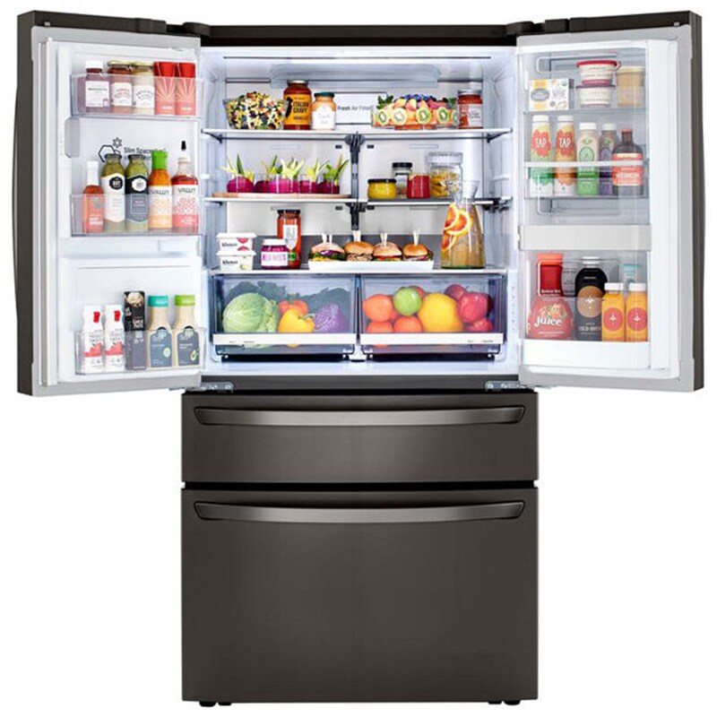 LG 36 in. 29.5 cu. ft. Smart 4-Door French Door Refrigerator with External Ice & Water Dispenser- Black Stainless Steel, Black Stainless, hires