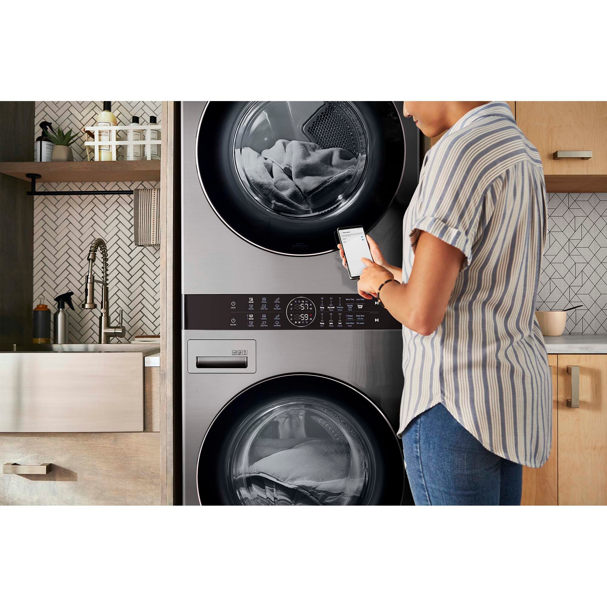 LG 27 in. WashTower with 4.5 cu. ft. Washer with 6 Wash Programs & 7.4 cu. ft. Electric Dryer with 6 Dryer Programs, Sensor Dry & Wrinkle Care - Graphite Steel, Graphite Steel, hires