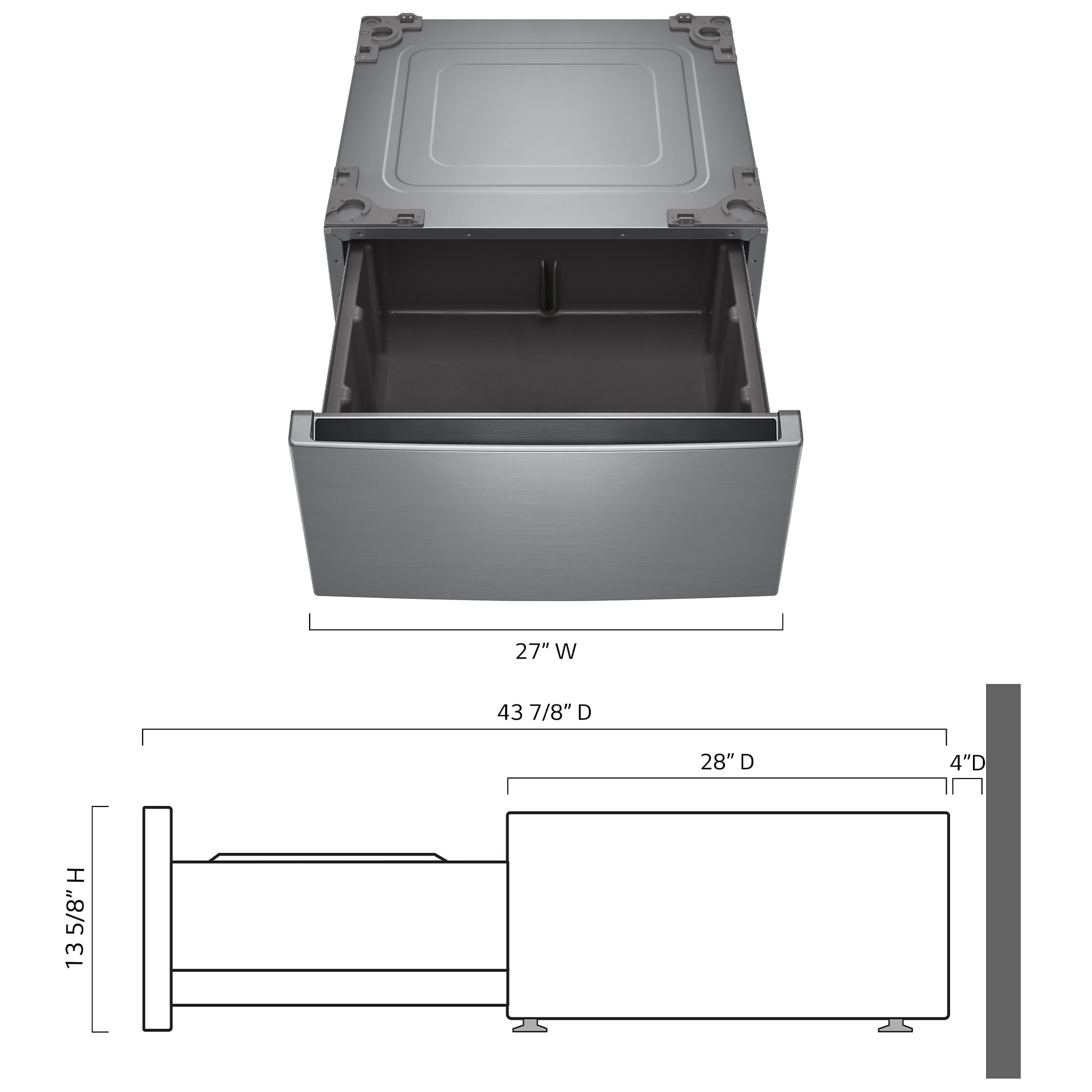 LG 27 in. Pedestal Storage Drawer with Basket - Graphite Steel, , hires