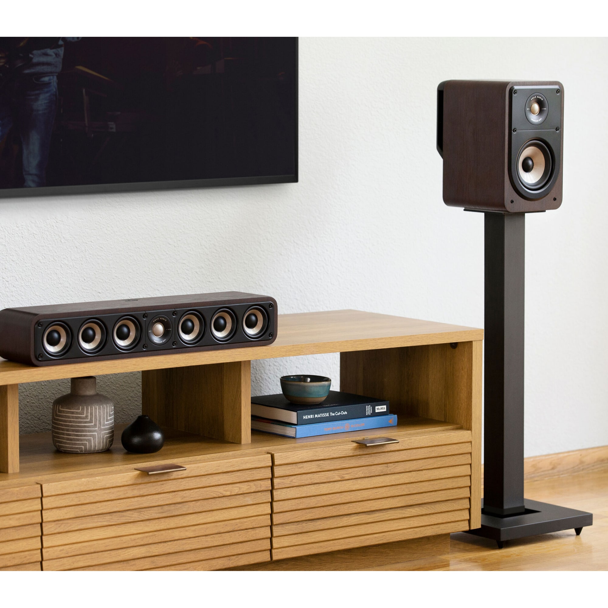 Polk Signature Elite ES35 High-Quality Slim Center Channel Speaker - Brown, Brown, hires