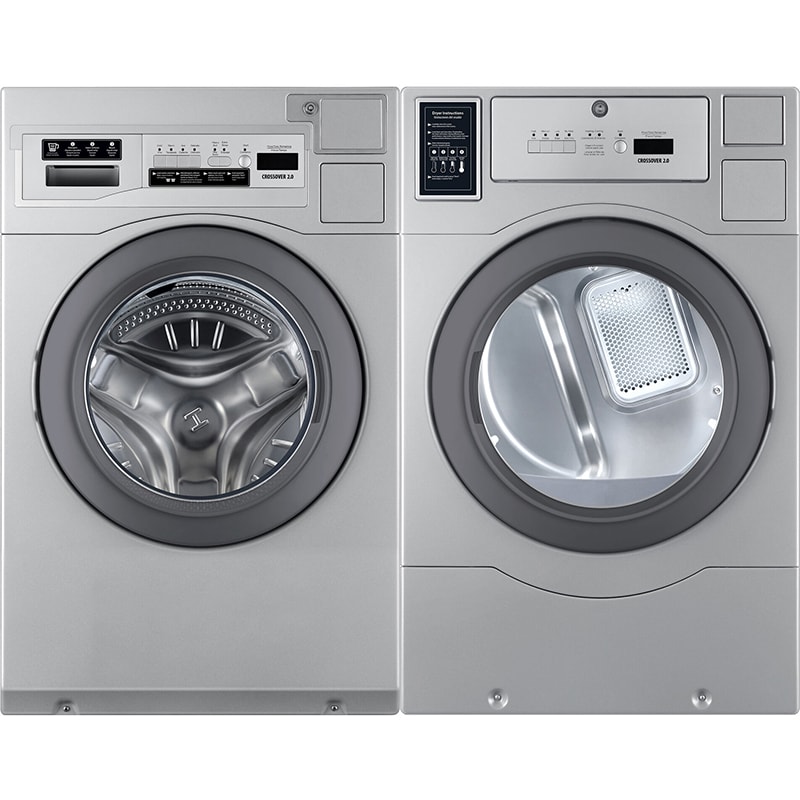 Crossover Commercial Laundry 27 in. 7.0 cu. ft. Top Control Gas Dryer with Coin Operation & OPL/Card Ready - Stainless Steel, , hires